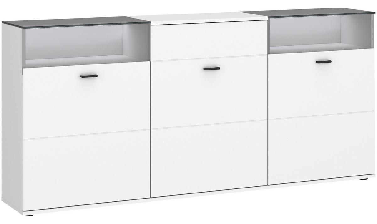 Sideboard Rion Weiß B: 180 Cm - Weiß, MODERN, Glas/Holzwerkstoff (180/84,7/38cm)