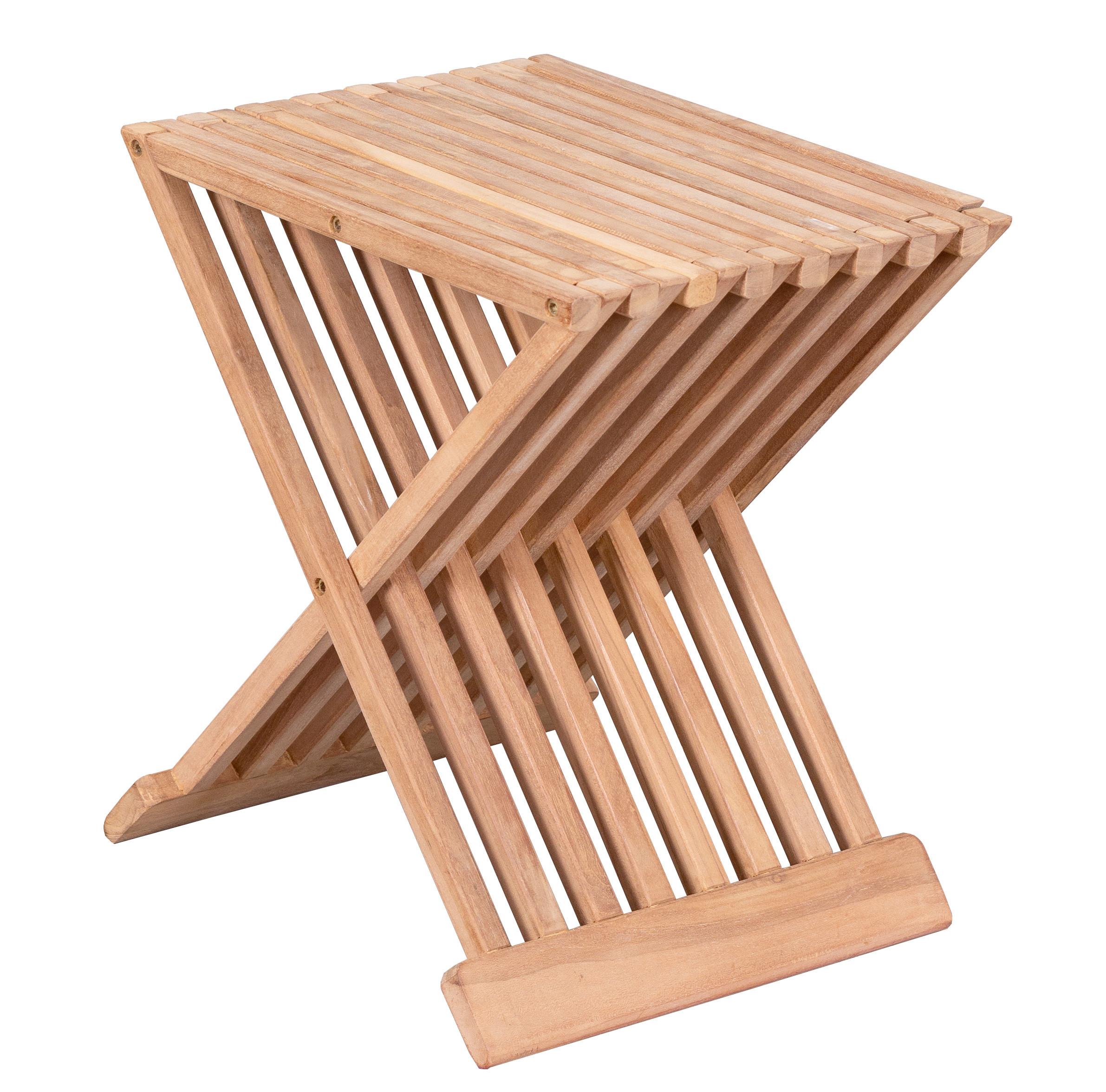 Gartentisch Klappbar Woodie Cross Teakholz L 41 cm - Teakfarben, Basics, Holz (41/45/33cm) - Gardenson