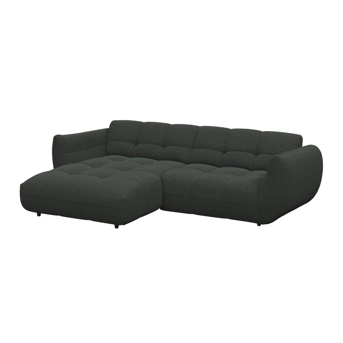 Ecksofa Panda Chenille dunkelgrün, 178x280cm - Dunkelgrün/Schwarz, Trend, Textil (178/280cm)