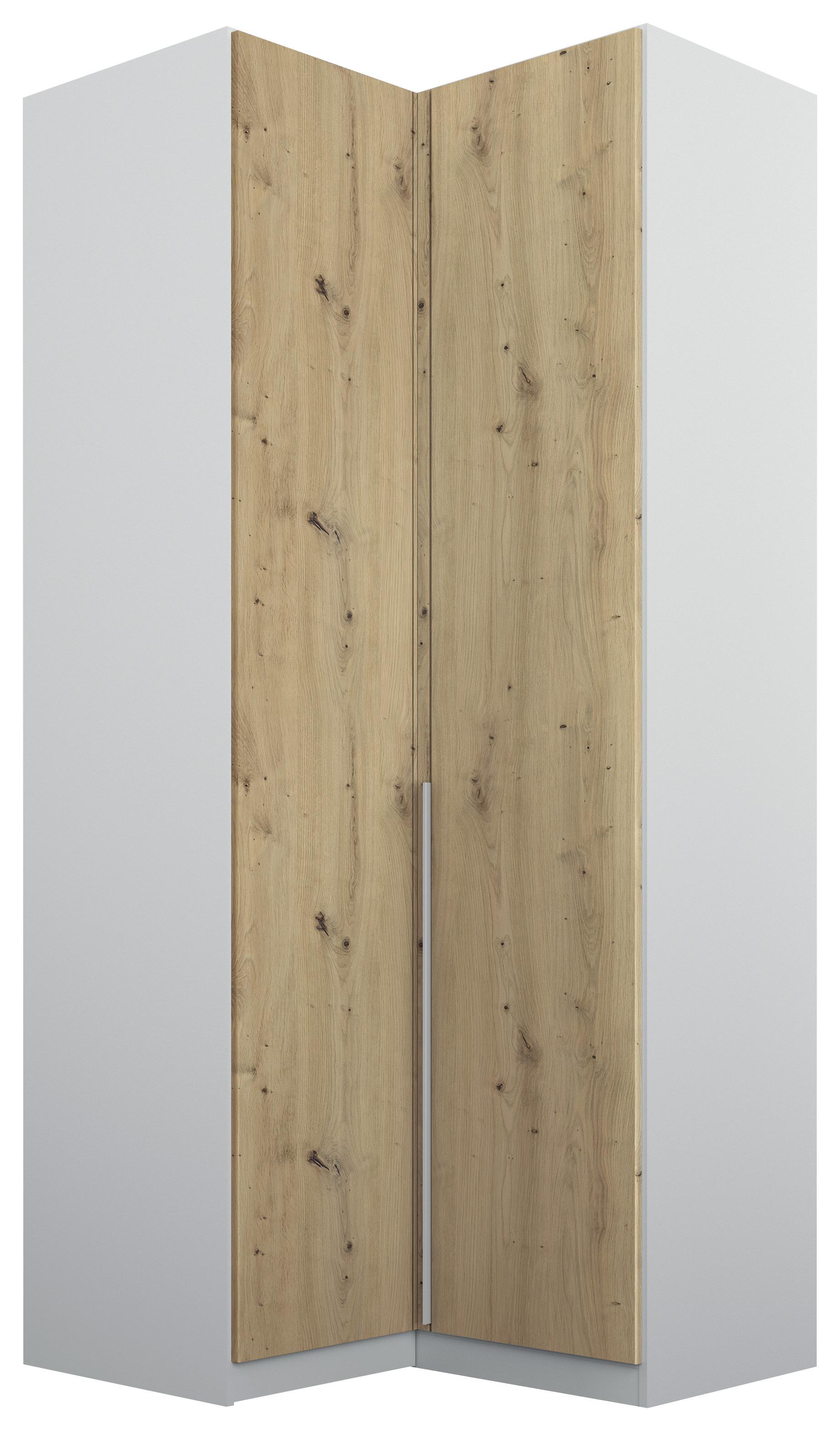 Rohová Šatní Skříň Alabama - světle šedá/barvy hliníku, Moderní, kompozitní dřevo (100/229/102cm)