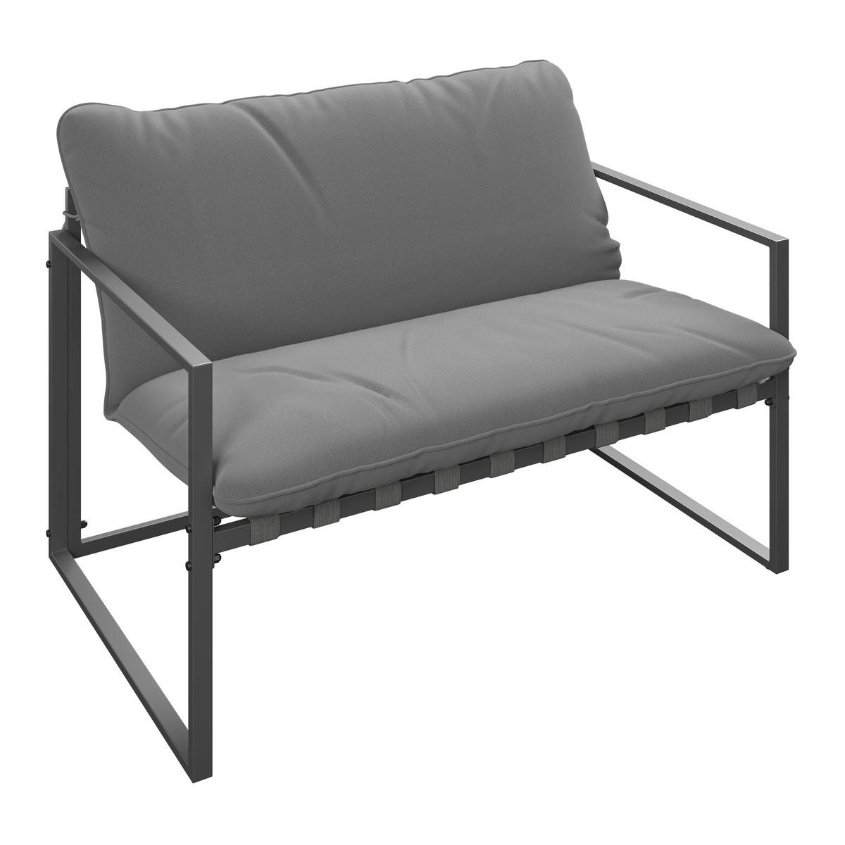 Loungegarnitur Göteborg *ph* - Dunkelgrau/Schwarz, MODERN, Glas/Textil (114/67/70cm) - Beldano