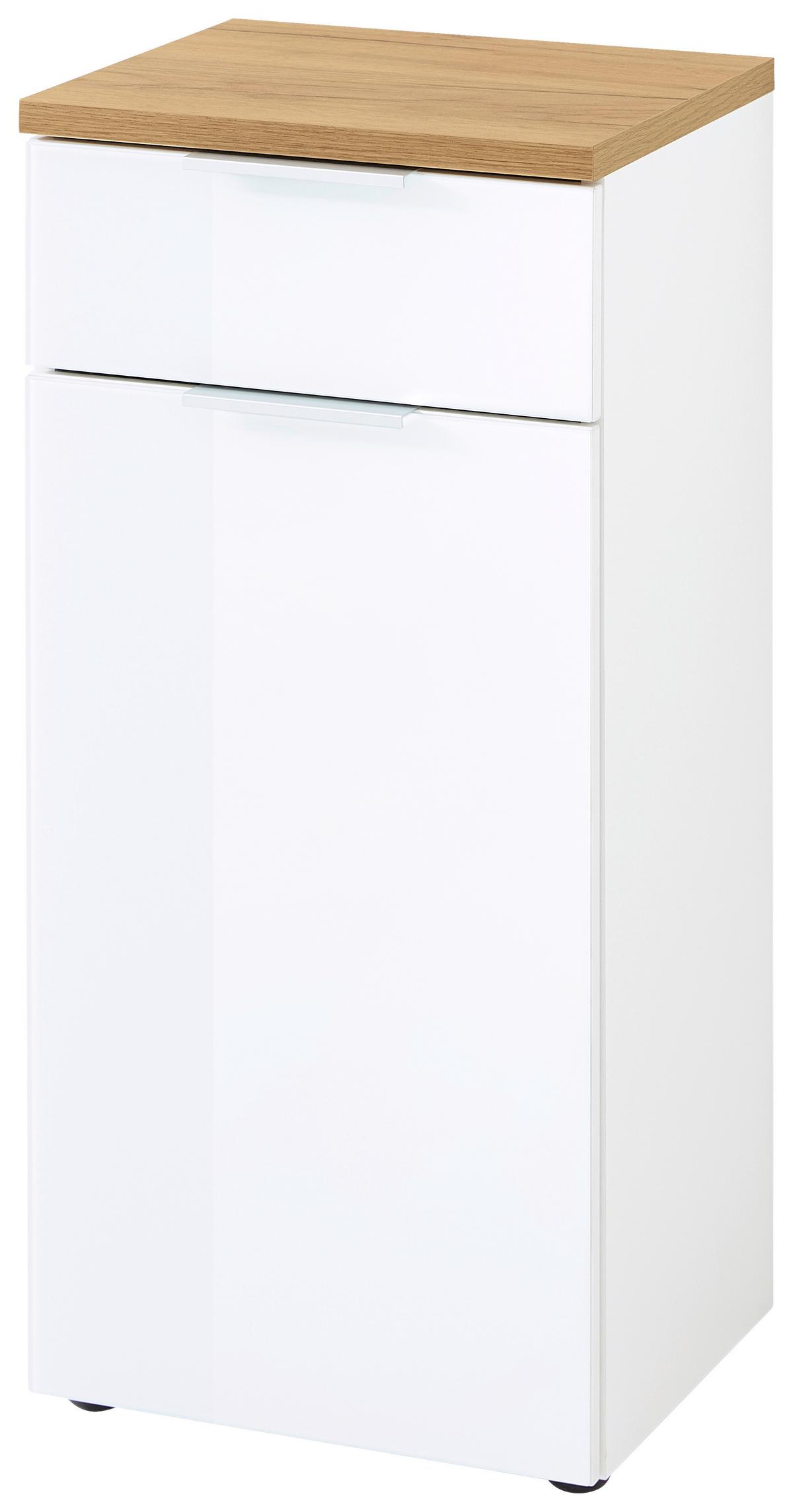 Unterschrank Gw-Pescara B: 39cm Weiß - Eichefarben/Schwarz, Design, Glas/Holzwerkstoff (39/86/34cm) - Germania