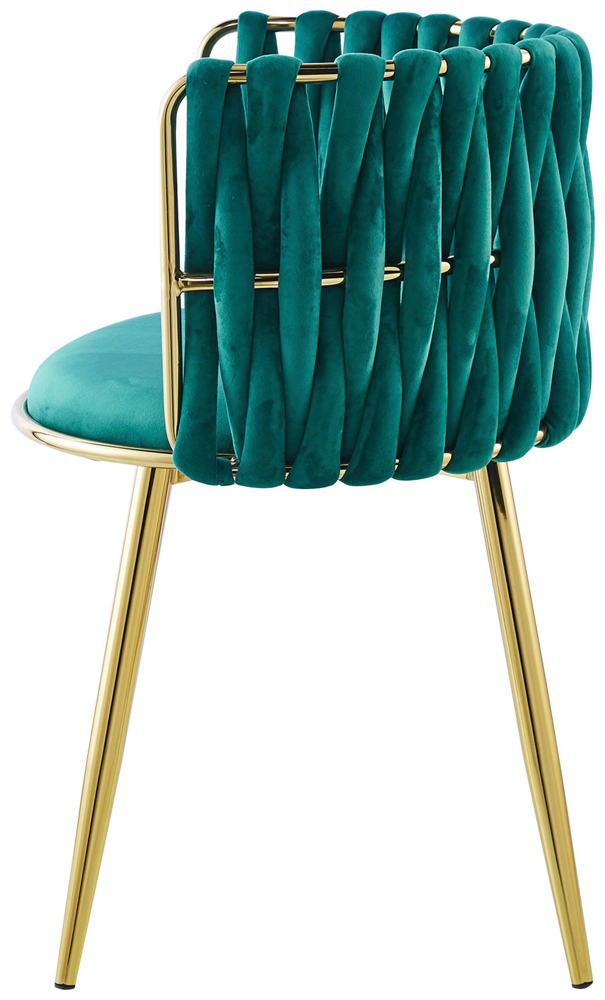 Sada stoličiek s podrúčkami zelená - zlatá/zelená, Modern, kov/textil (57/80/53cm) - MID.YOU