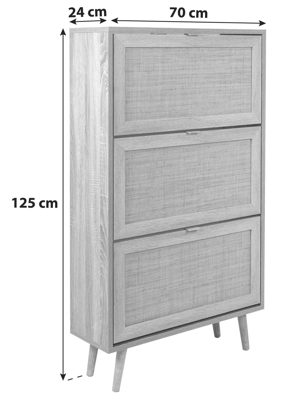 Schuhkipper Bali Mit 3 Klappen 12 Paar Sonoma Eiche B: 70 cm - Sonoma Eiche, Natur, Holzwerkstoff (70/125/24cm) - MID.YOU