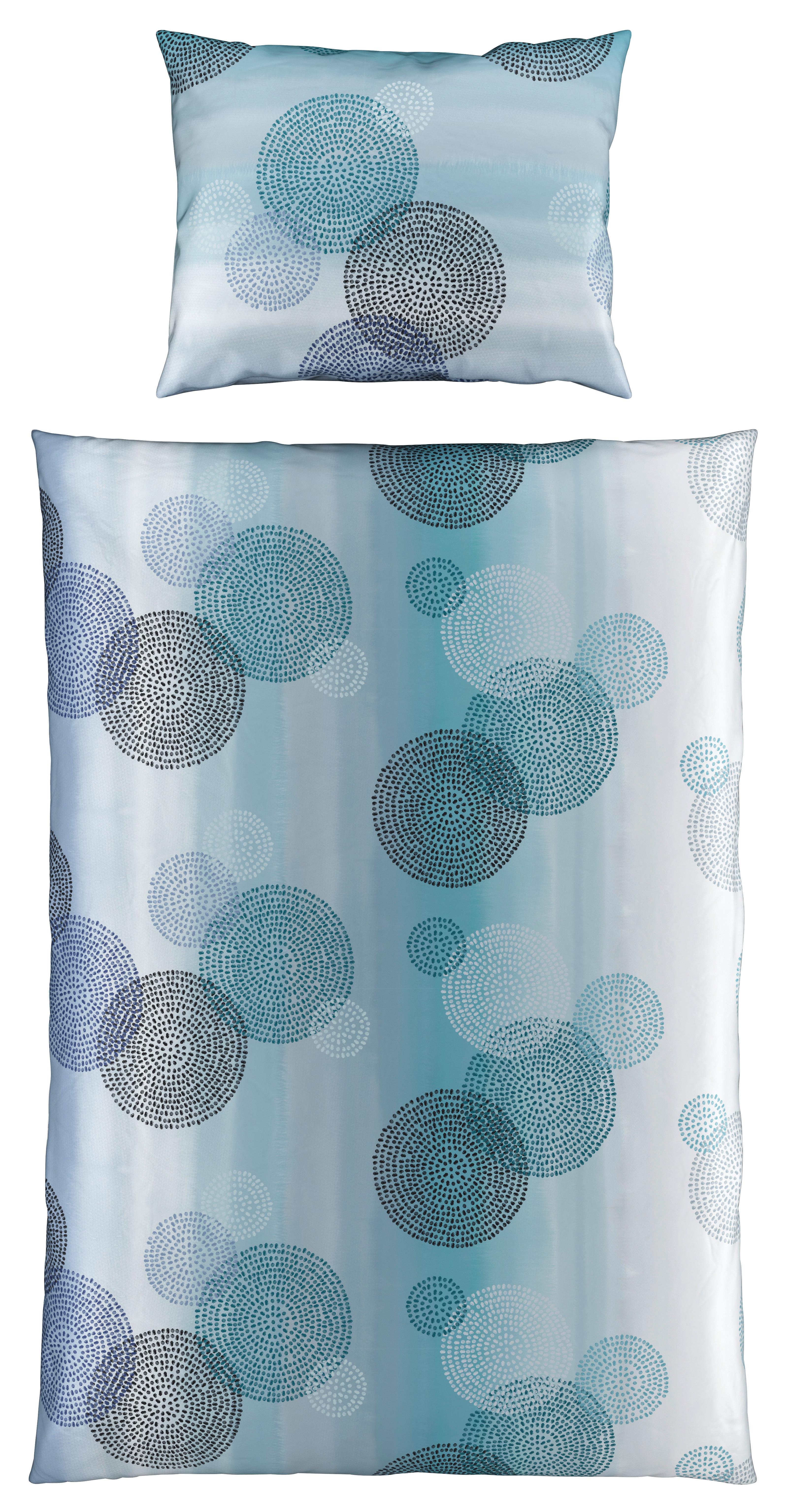 Bettwäsche 140x200 cm Rebecca Baumwolle Blau Kreise - Blau, ROMANTIK / LANDHAUS, Textil (140/200cm) - James Wood