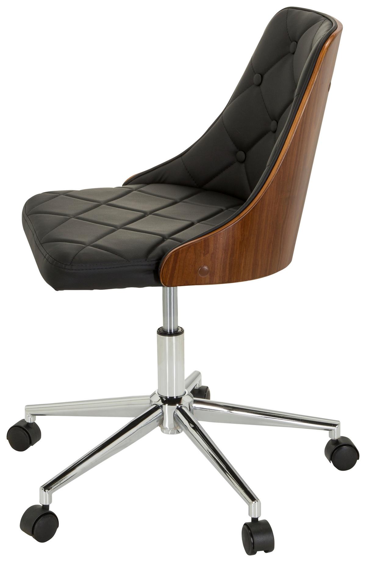 Drehstuhl Cenca Schwarz/Teakfarben - Schwarz/Teakfarben, MODERN, Holz/Kunststoff (68/83cm) - MID.YOU