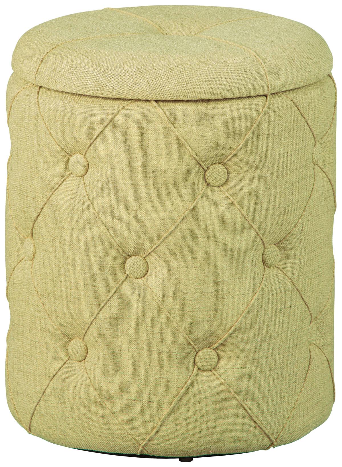 Hocker Mit Stauraum Yapak Webstoff Gelbgrün H: 40cm Rund - Grün, KONVENTIONELL, Holzwerkstoff/Kunststoff (34/40/34cm) - MID.YOU