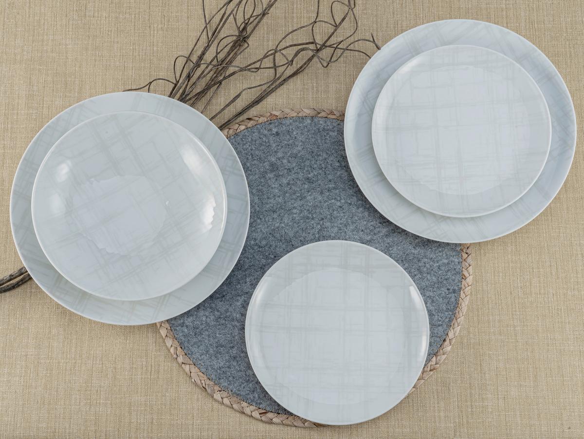 Tafelservice Keramik 4 Personen Geschirr Set - Multicolor/Weiß, Basics, Keramik - Creatable