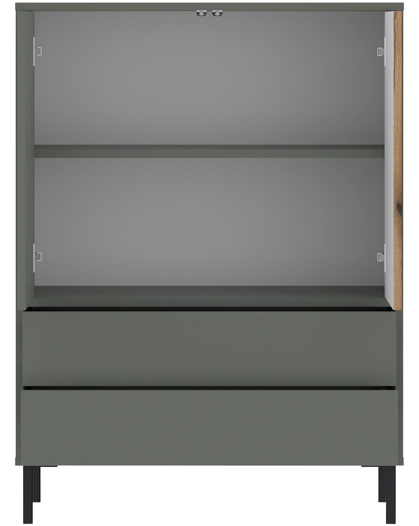 Kommode Pozzi Graugrün/Eichefarben B: 78,2cm - Eichefarben/Schwarz, Trend, Holzwerkstoff (78,2/105,2/40cm)