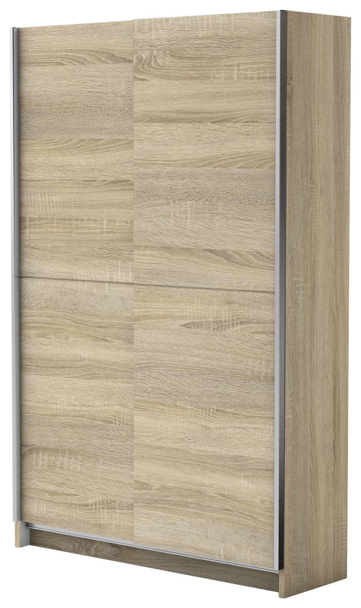 Schwebetürenschrank 125 cm Slim, Sonoma Eiche Dekor - Eichefarben, Basics, Holzwerkstoff (125/195,5/38cm) - P & B