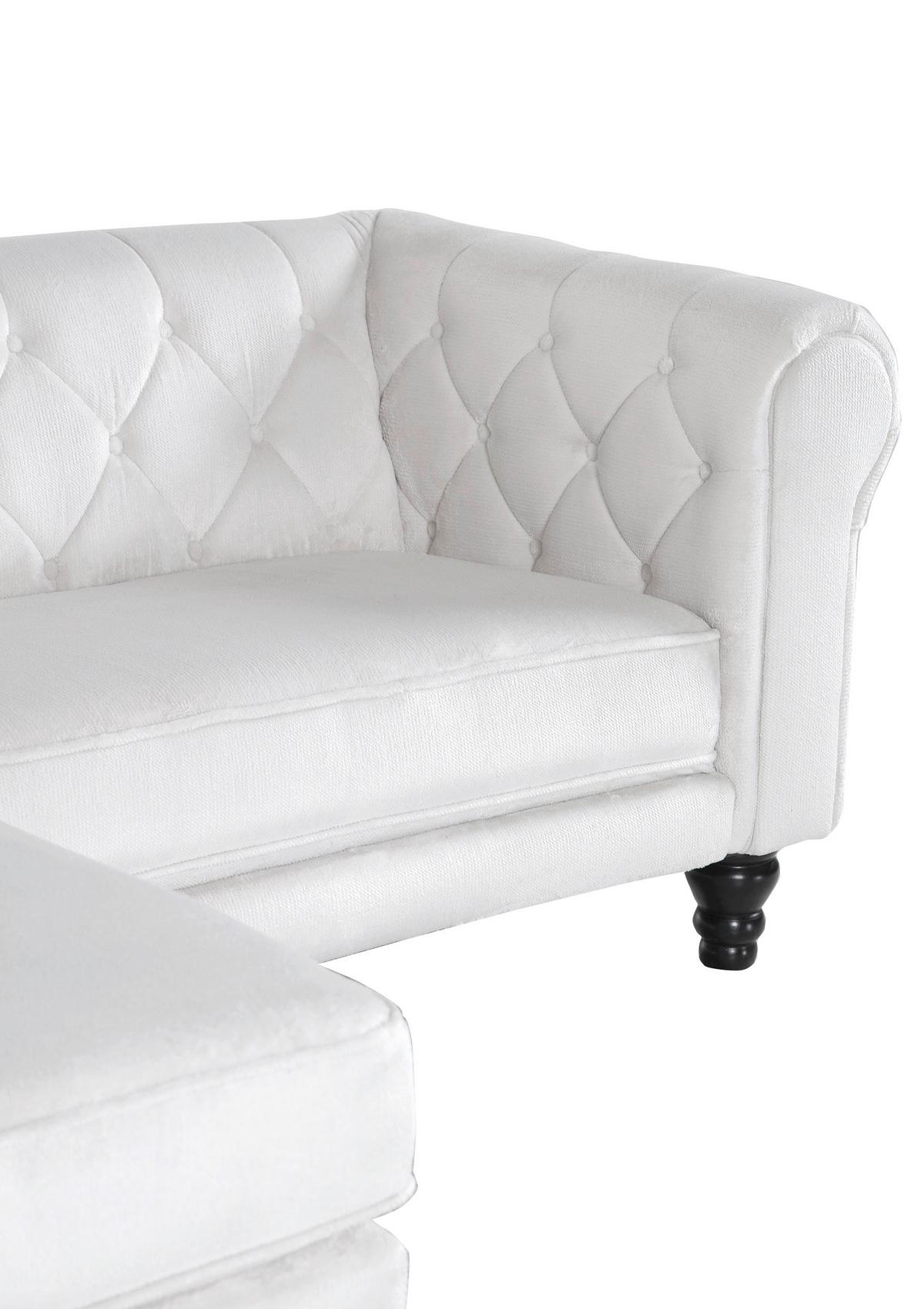 Ecksofa Jonte Weiß S: 160x260 cm - Dunkelbraun/Weiß, Design, Textil (160/260cm) - MID.YOU