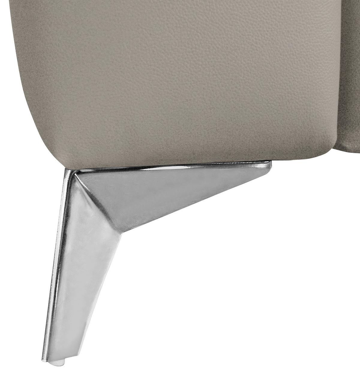 Ecksofa Mondo, Hellgrau S: 286x208 Cm - Chromfarben/Hellgrau, Design, Leder/Textil (286/208cm) - Livetastic