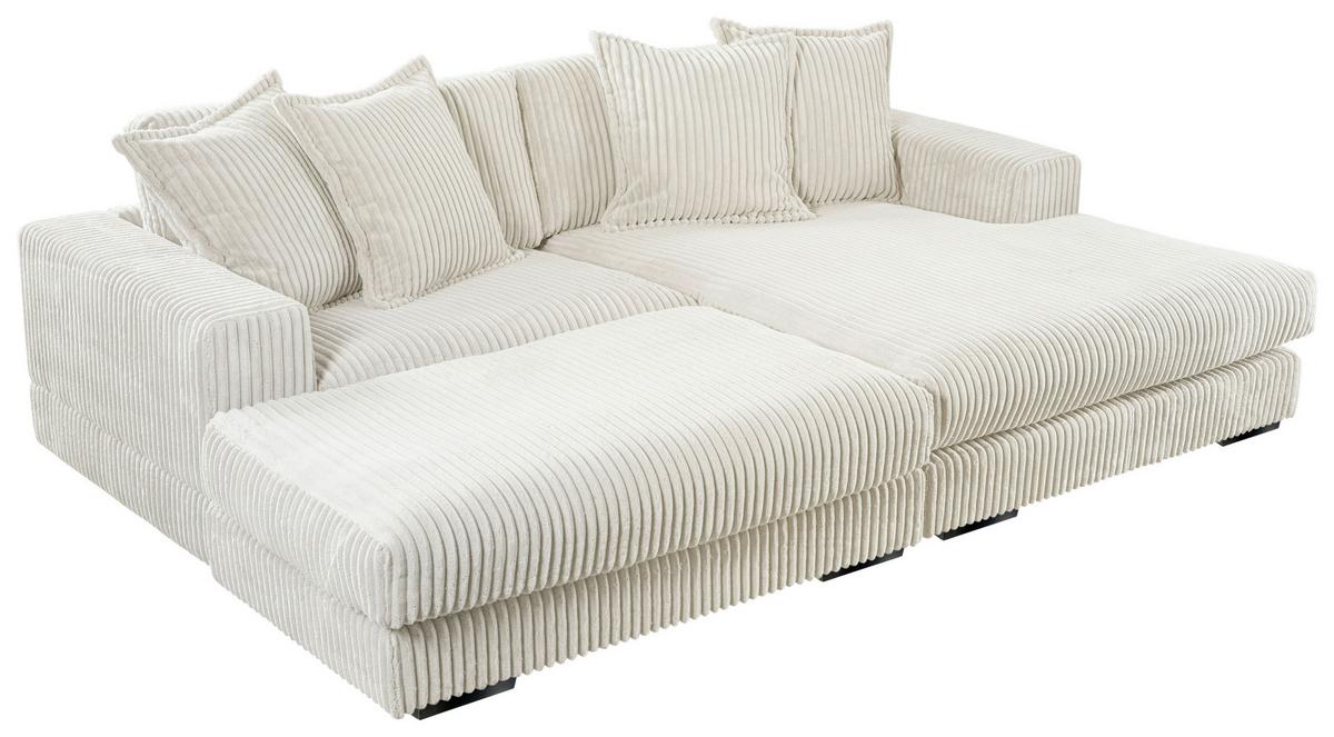 Ecksofa Funny Links Weiß, Mit Hocker, Schenkel: 195x285 Cm - Schwarz/Weiß, Basics, Textil (195/285cm) - Livetastic