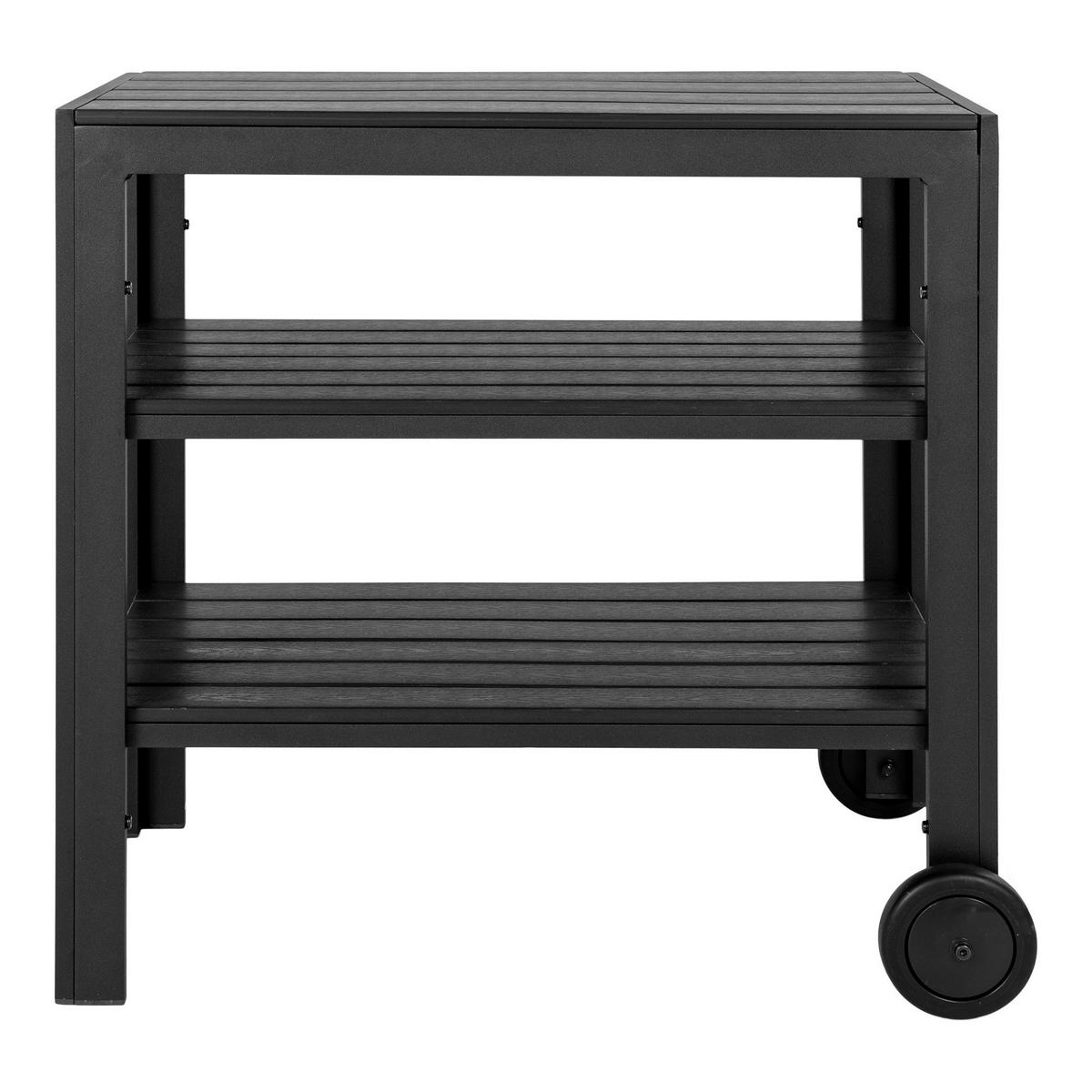 Servierwagen Taormina Schwarz B: 45 cm - Schwarz, MODERN, Kunststoff/Metall (45/75/75cm) - MID.YOU