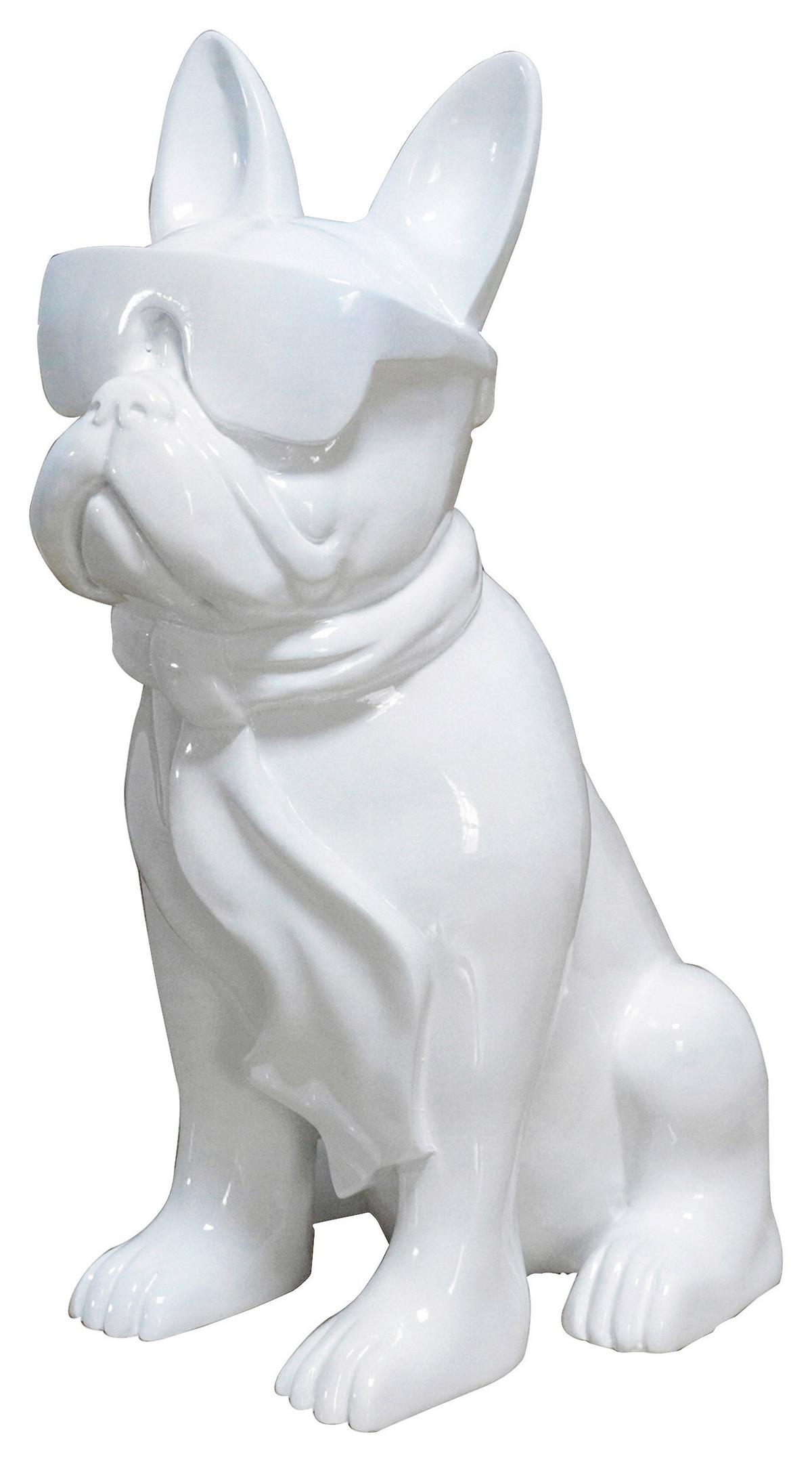 Skulptur Bulldog Weiß, 27x37 Cm - Weiß, Trend, Naturmaterialien/Stein (27/37/19cm) - Kayoom
