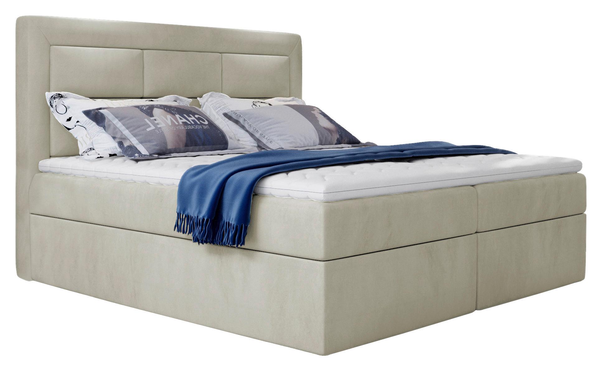Boxbett Vivre Creme Lf: 180x200 cm - Silberfarben/Creme, MODERN, Holz/Textil (180/200cm) - MID.YOU