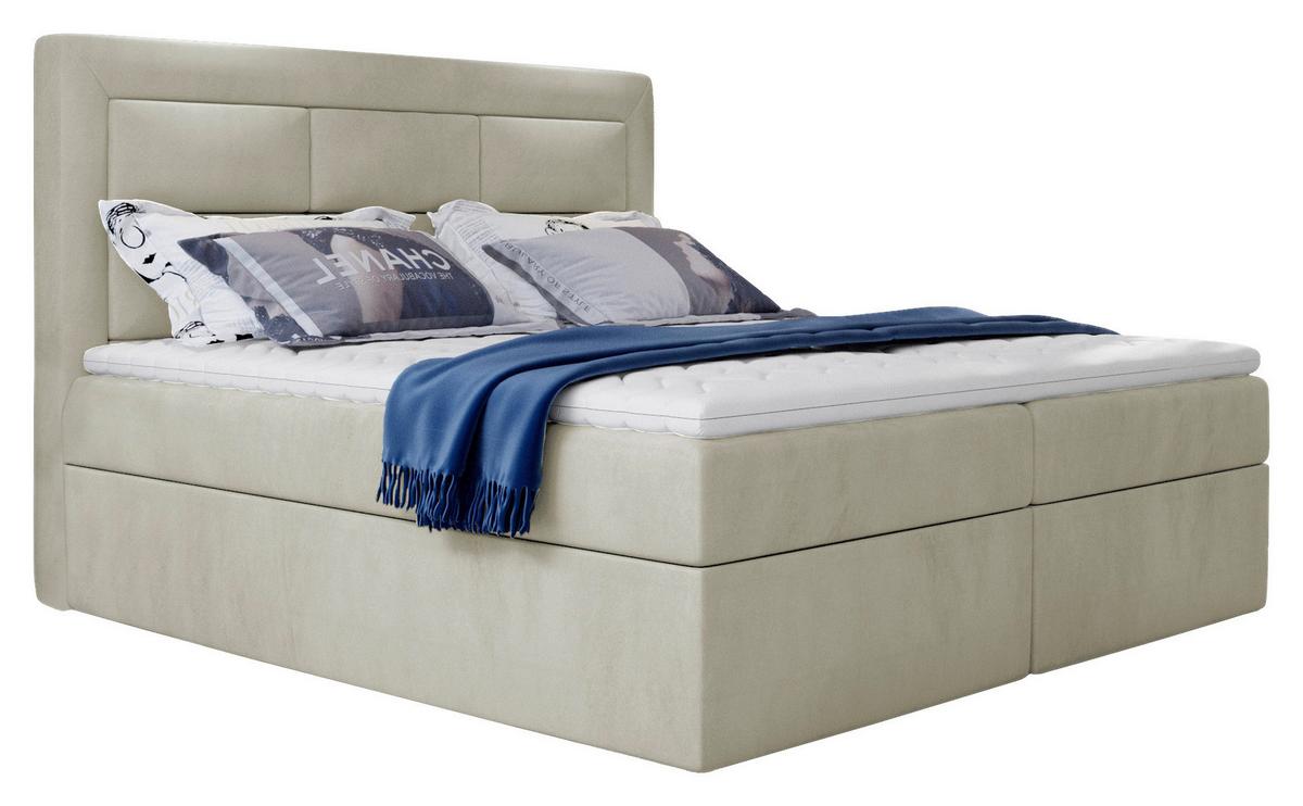 Boxbett Vivre Creme Lf: 180x200 cm - Silberfarben/Creme, MODERN, Holz/Textil (180/200cm) - MID.YOU