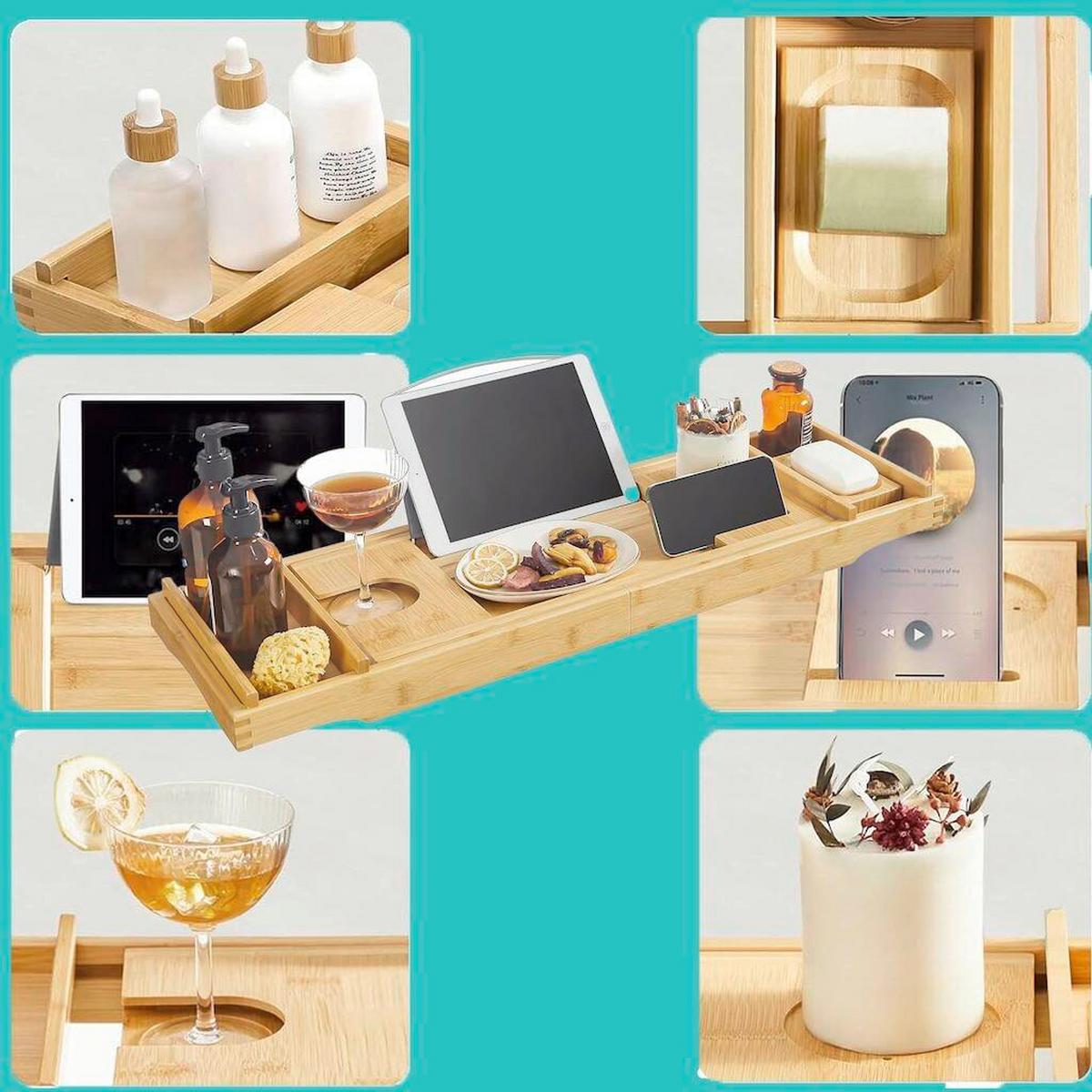 Badewanneablage Caddy Ecru B: 75 cm - Ecru, Basics, Naturmaterialien/Metall (75/4.5/23cm)