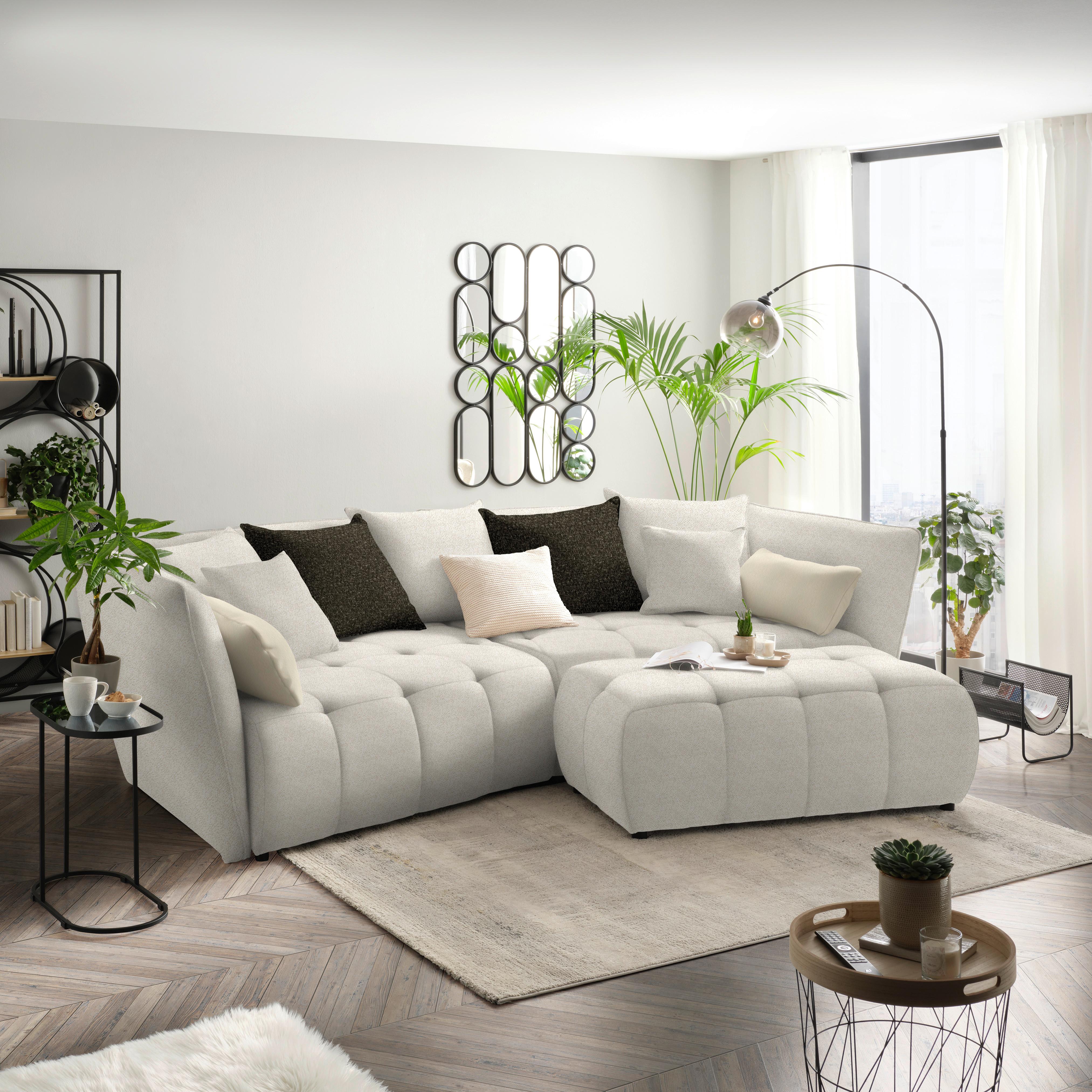 Boxspringová pohovka SOFI, béžová, tmavě zelená - černá/tmavě zelená, Moderní, textil (294/93/152cm) - Premium Living