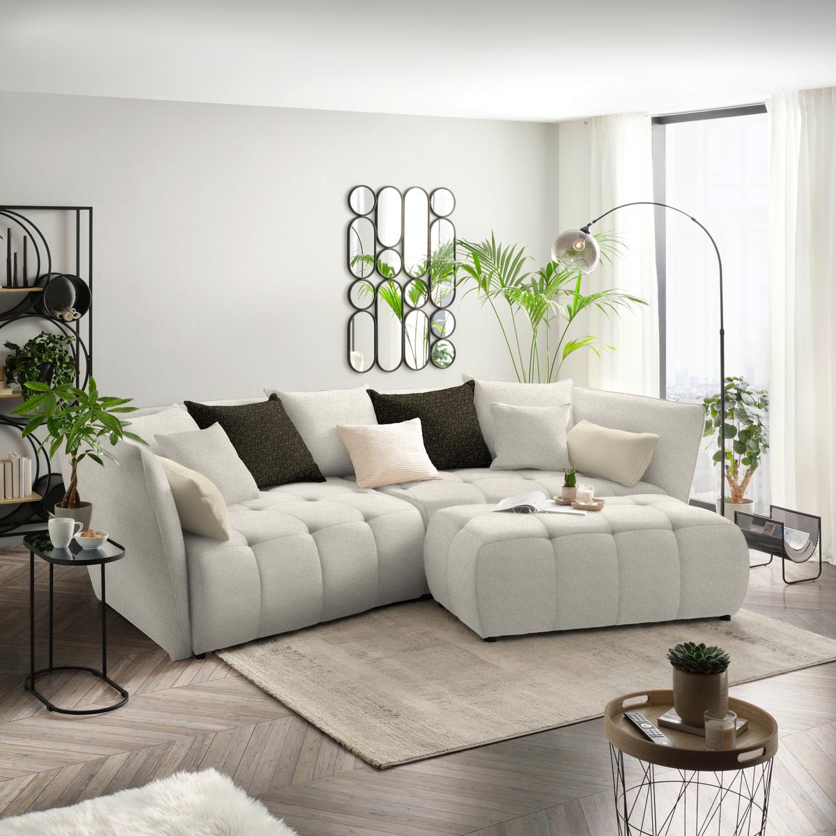 Boxspringová pohovka SOFI, béžová, tmavě zelená - černá/tmavě zelená, Moderní, textil (294/93/152cm) - Premium Living
