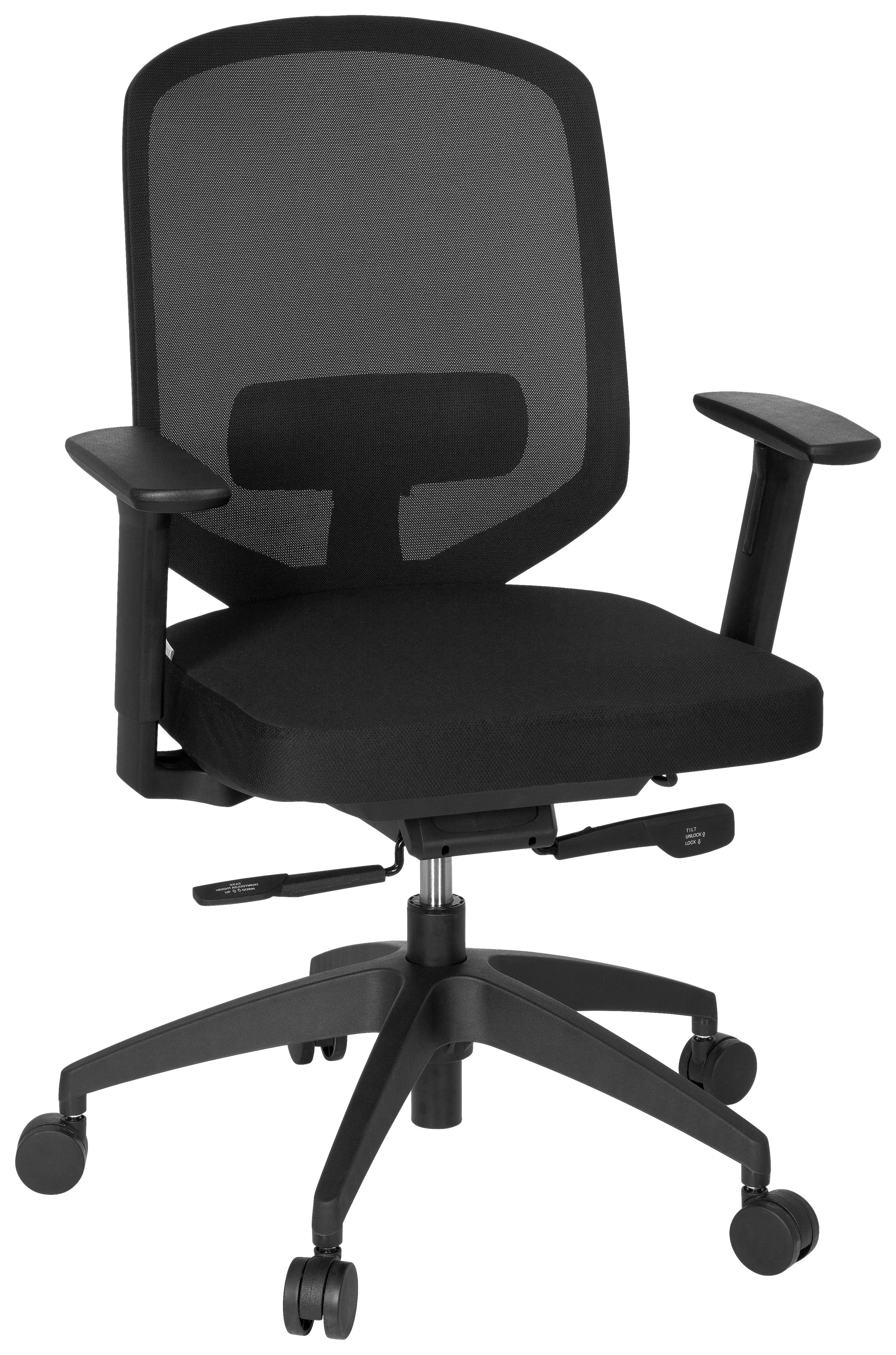 Drehstuhl Delight Pro Schwarz - Schwarz, MODERN, Kunststoff/Textil (56/105/47cm) - MID.YOU