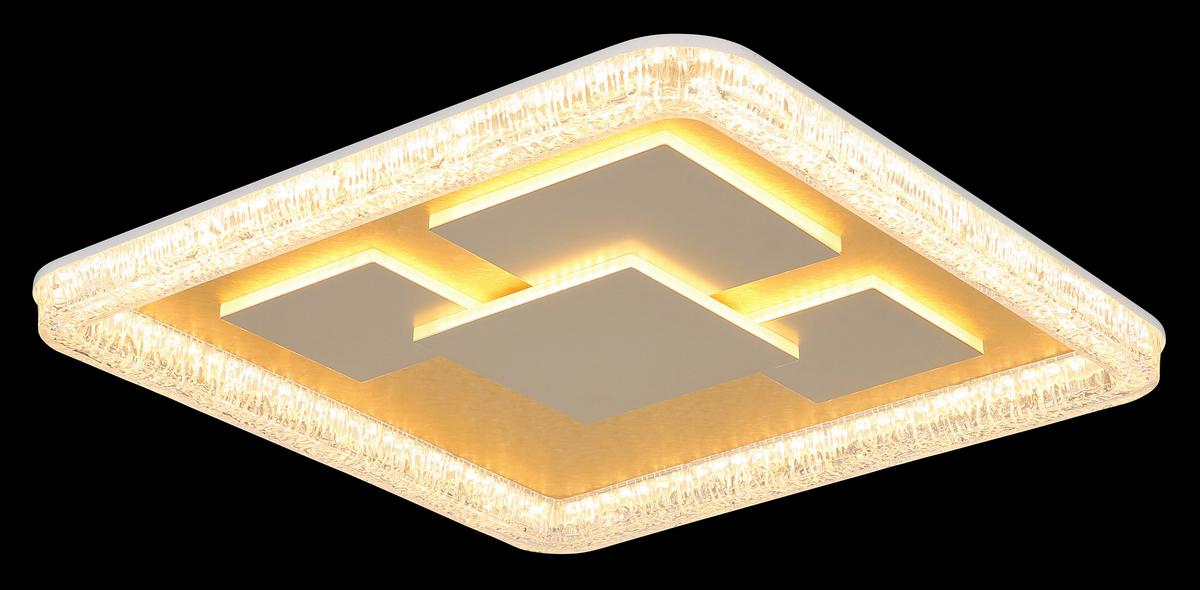 LED-Deckenleuchte 3000k, 40w - Klar/Goldfarben, Design, Kunststoff/Metall (48,8/48,8/7cm) - Globo