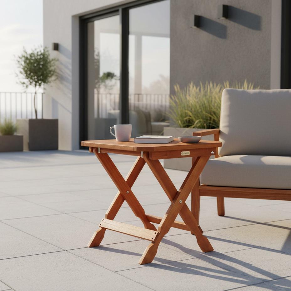Hocker klappbar Eukalyptusholz Natur H: 50 cm - Naturfarben, KONVENTIONELL, Holz (50/50/50cm) - Gardenson