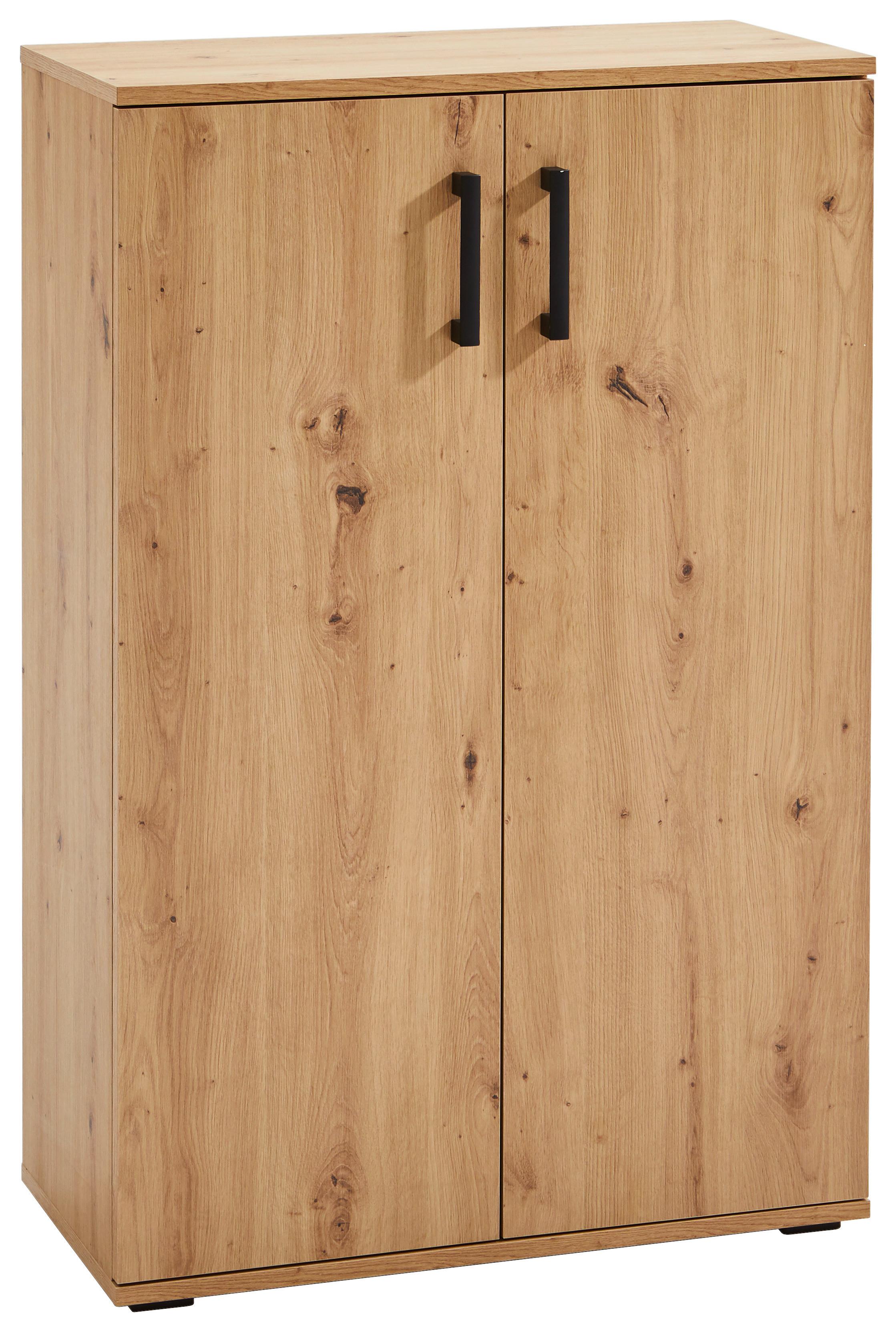 SKRINKA NA TOPÁNKY BOBBY II - čierna/farba duba, Modern, kompozitné drevo/plast (70/106/34cm) - Mömax