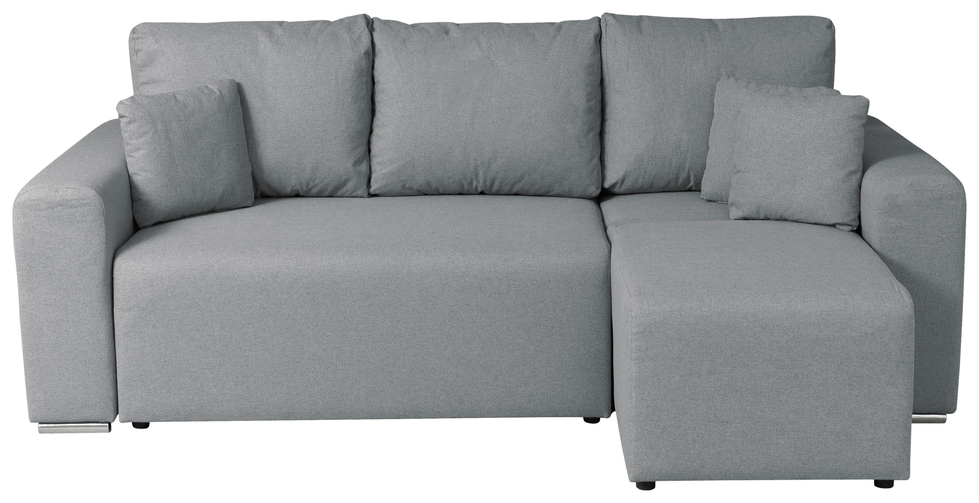 Ecksofa mit Schlaffunktion & Bettkasten Bega Grau - Chromfarben/Schwarz, Basics, Textil (240/153cm) - P & B