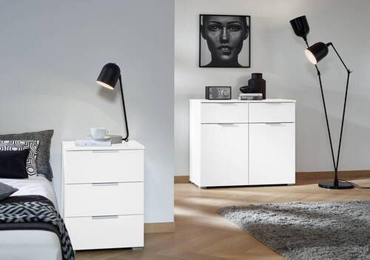 Kommode B: 93 Cm Alabama, Weiß - Alufarben/Weiß, MODERN, Holzwerkstoff (93/81/42cm) - Rauch Möbel