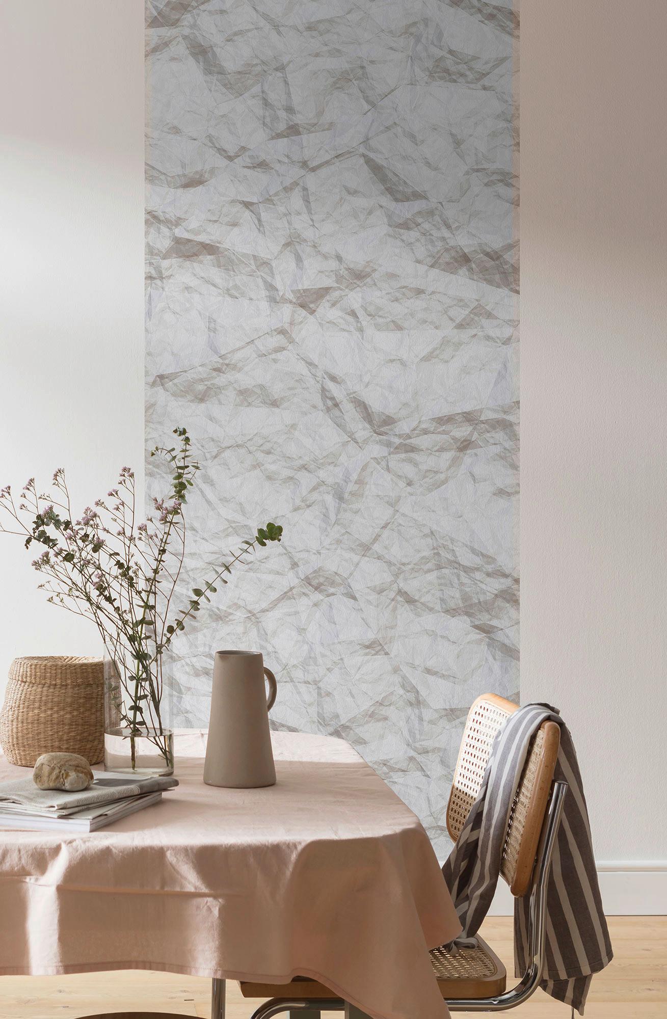 Vliestapete Crumpled Panel - Weiß, Basics (100/250cm) - Komar