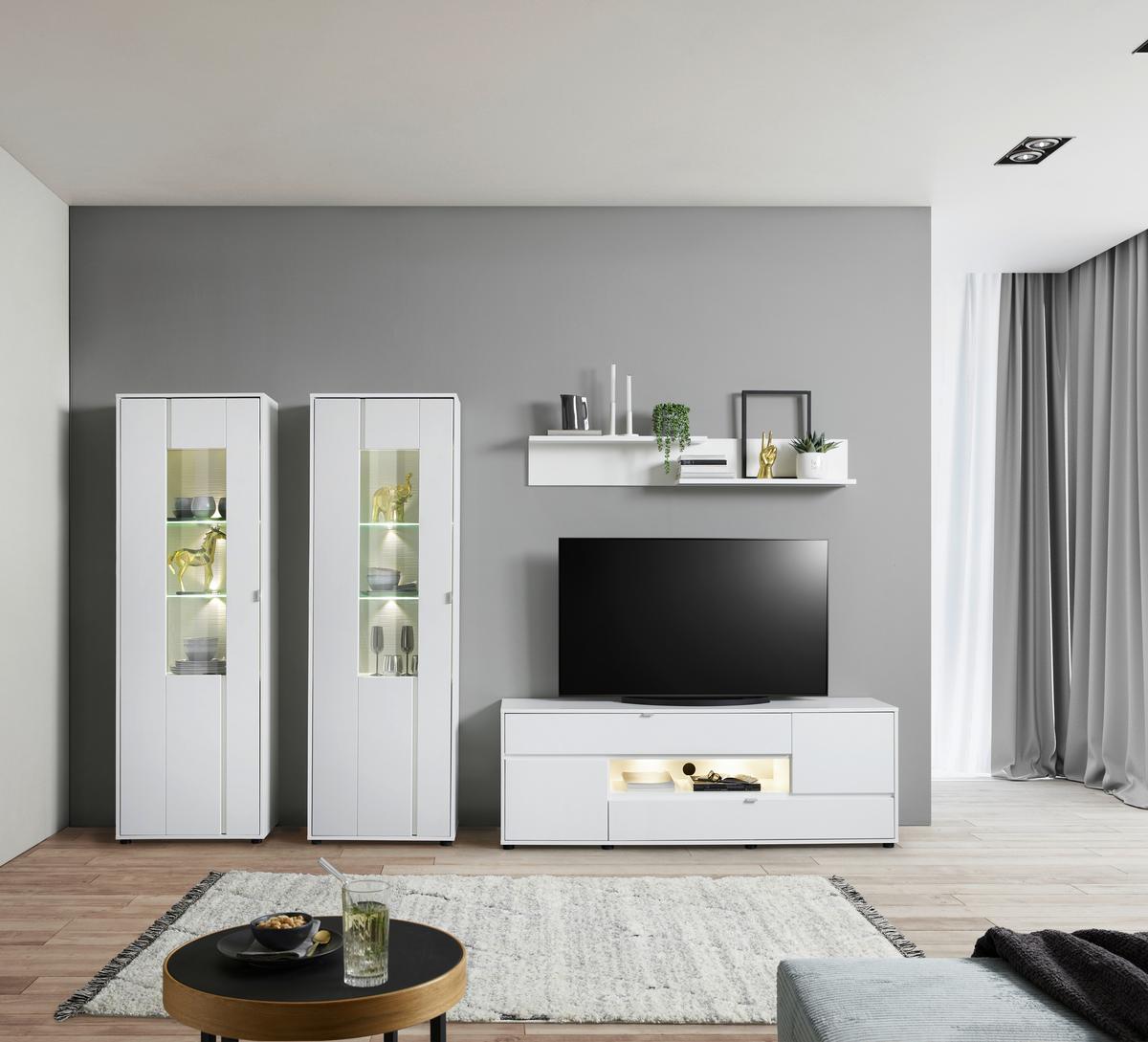 VITRÍNA ALABAMA - bílá/černá, Moderní, kov/kompozitní dřevo (64/198/38cm)