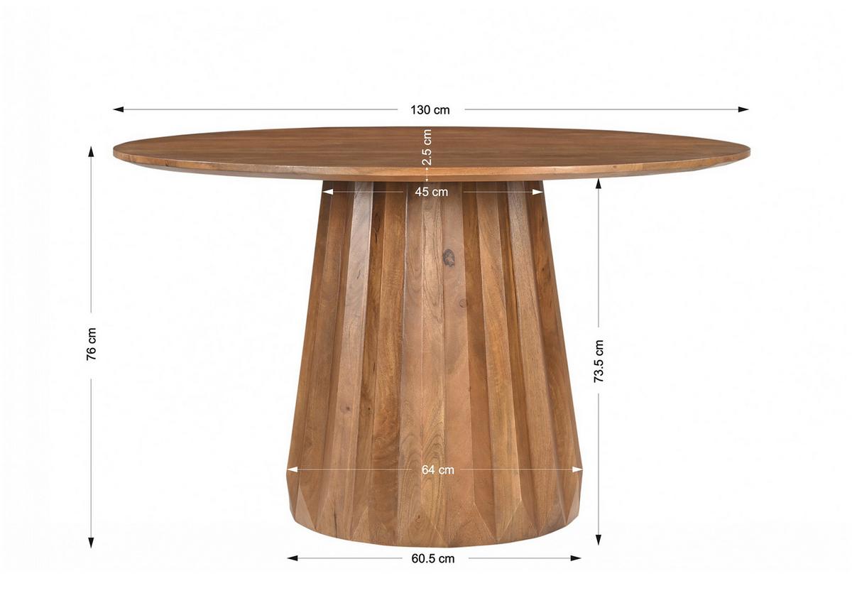 ESSTISCH Naturfarben L: 130cm - Naturfarben, MODERN, Holz (130/130/76cm) - MID.YOU