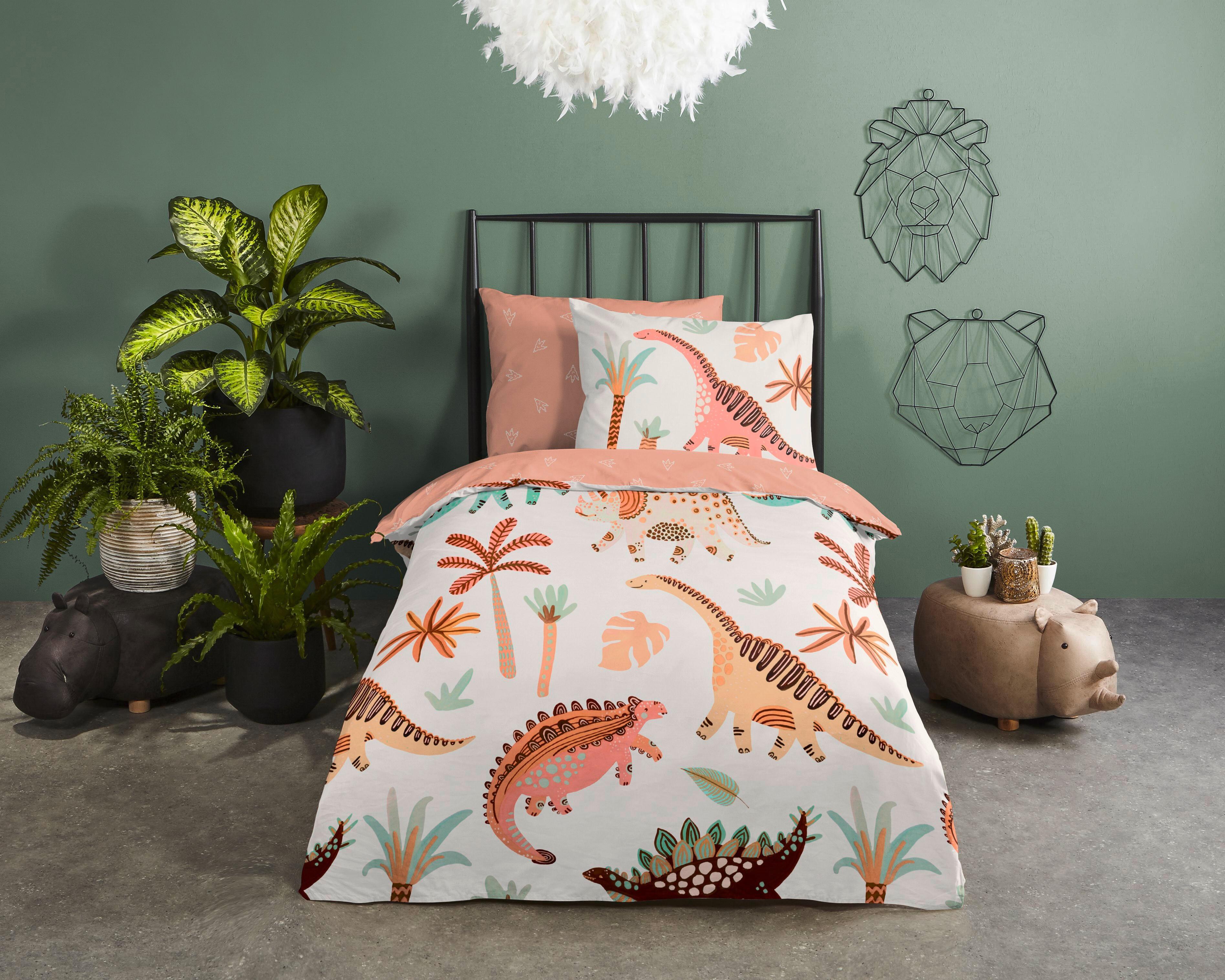 Kinderbettwäsche Dino Multicolor 100x135 Cm - Multicolor, Trend, Textil (100/135cm)