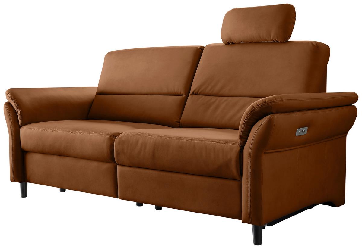 3-Sitzer-Sofa Cavoli, Cognac R B: 192 cm - Cognac/Schwarz, MODERN, Textil (192/90/89cm) - Livetastic