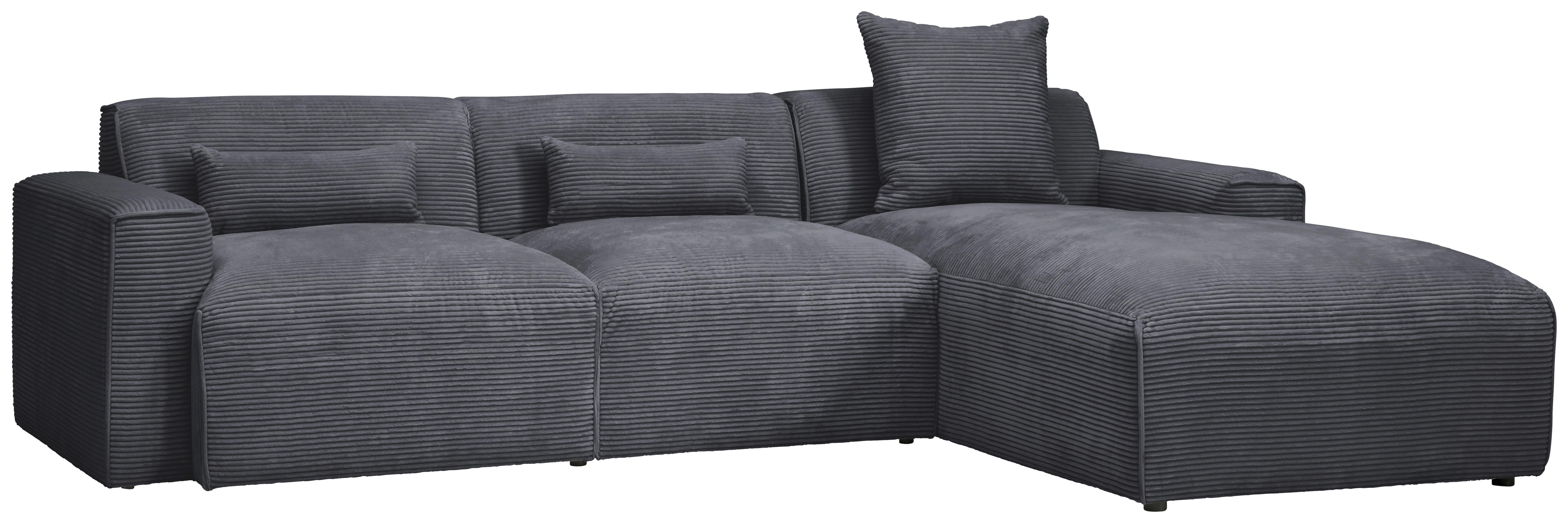 Ecksofa mit Zierkissen Pearl Graphitfarben 303x193 cm - Schwarz/Graphitfarben, Design, Textil (303/196cm) - Livetastic
