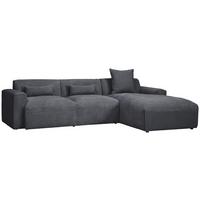 Ecksofa mit Zierkissen Pearl Graphitfarben 303x193 cm - Schwarz/Graphitfarben, Design, Textil (303/196cm) - Livetastic