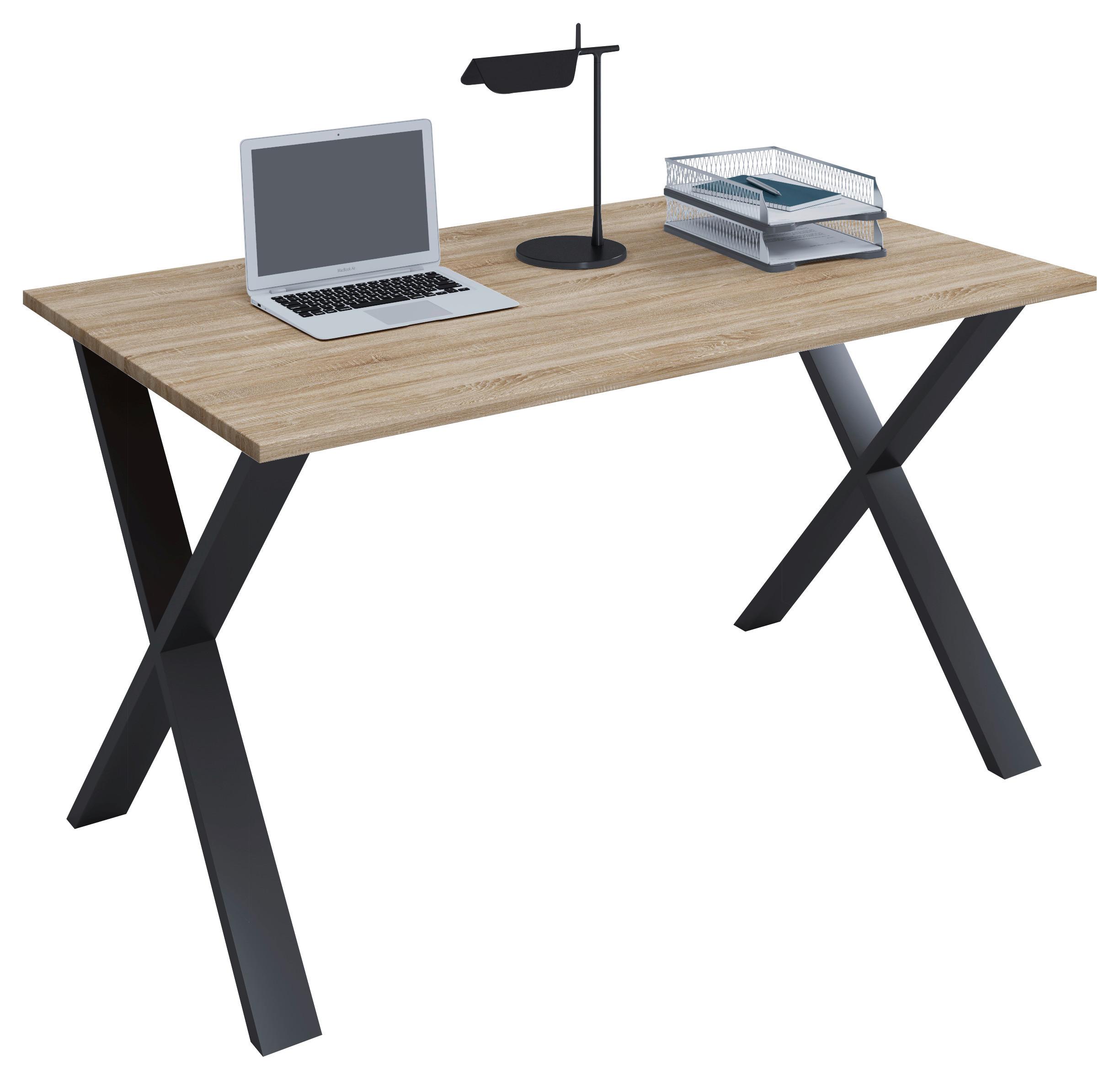 Schreibtisch Lona Sonoma Eiche/schwarz B. 50 Cm - Schwarz/Sonoma Eiche, MODERN, Holzwerkstoff/Metall (140/50/76cm) - MID.YOU