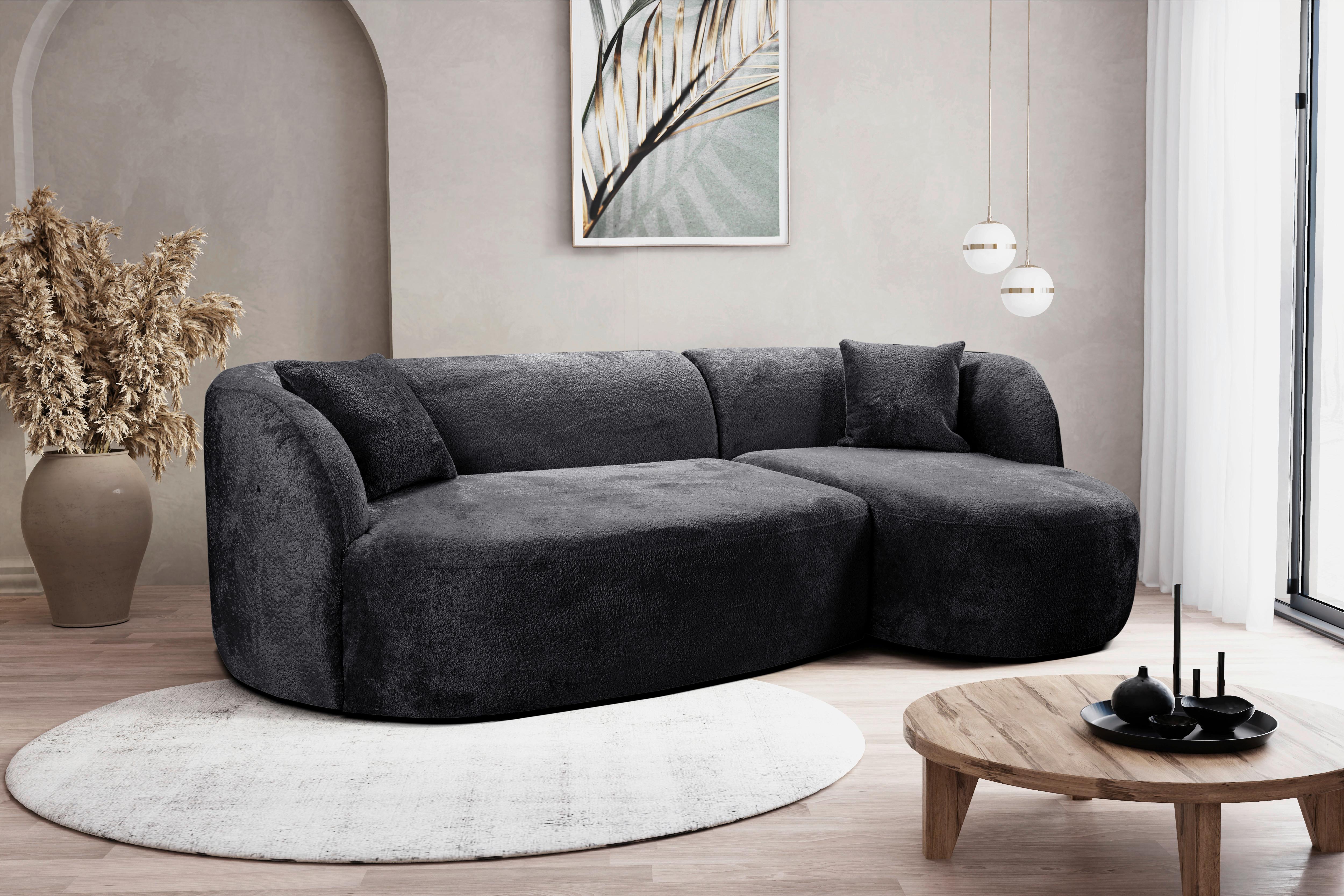 Ecksofa Flick Schwarz, 264 Cm - Schwarz, Design, Textil (264/143cm) - MID.YOU