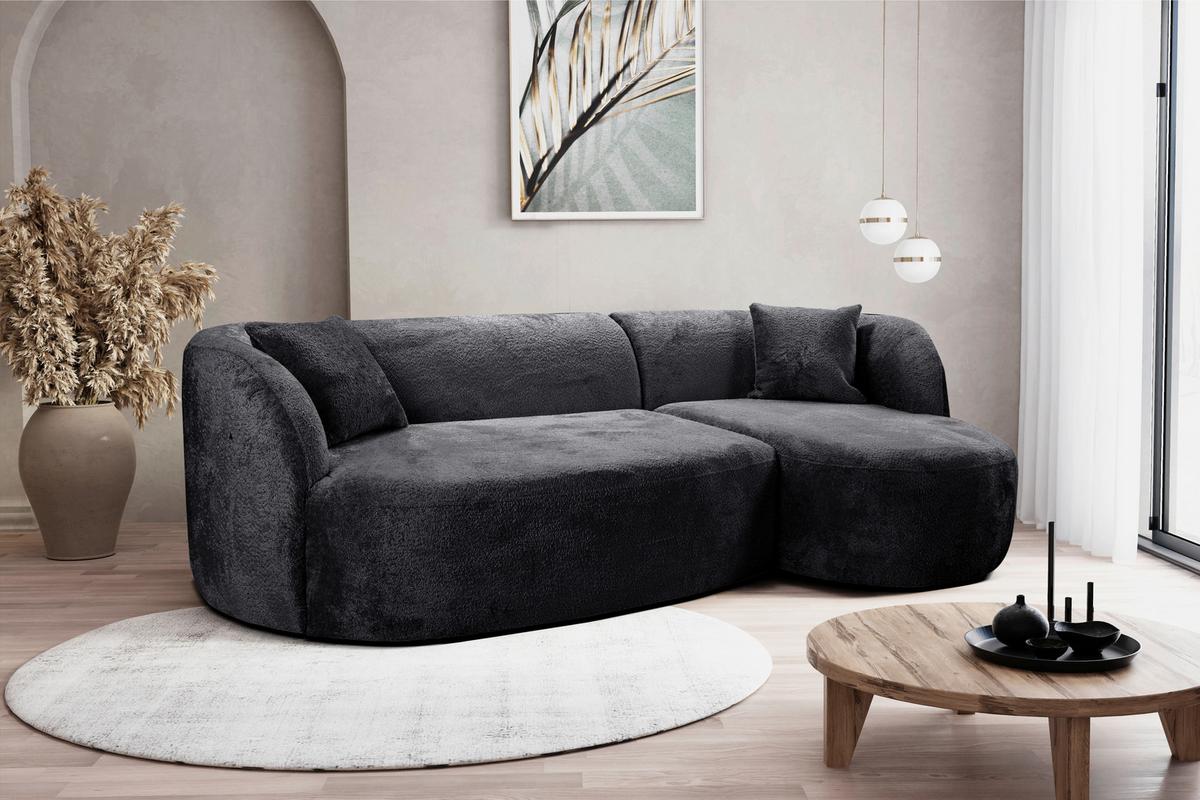 Ecksofa Flick Schwarz, 264 Cm - Schwarz, Design, Textil (264/143cm) - MID.YOU