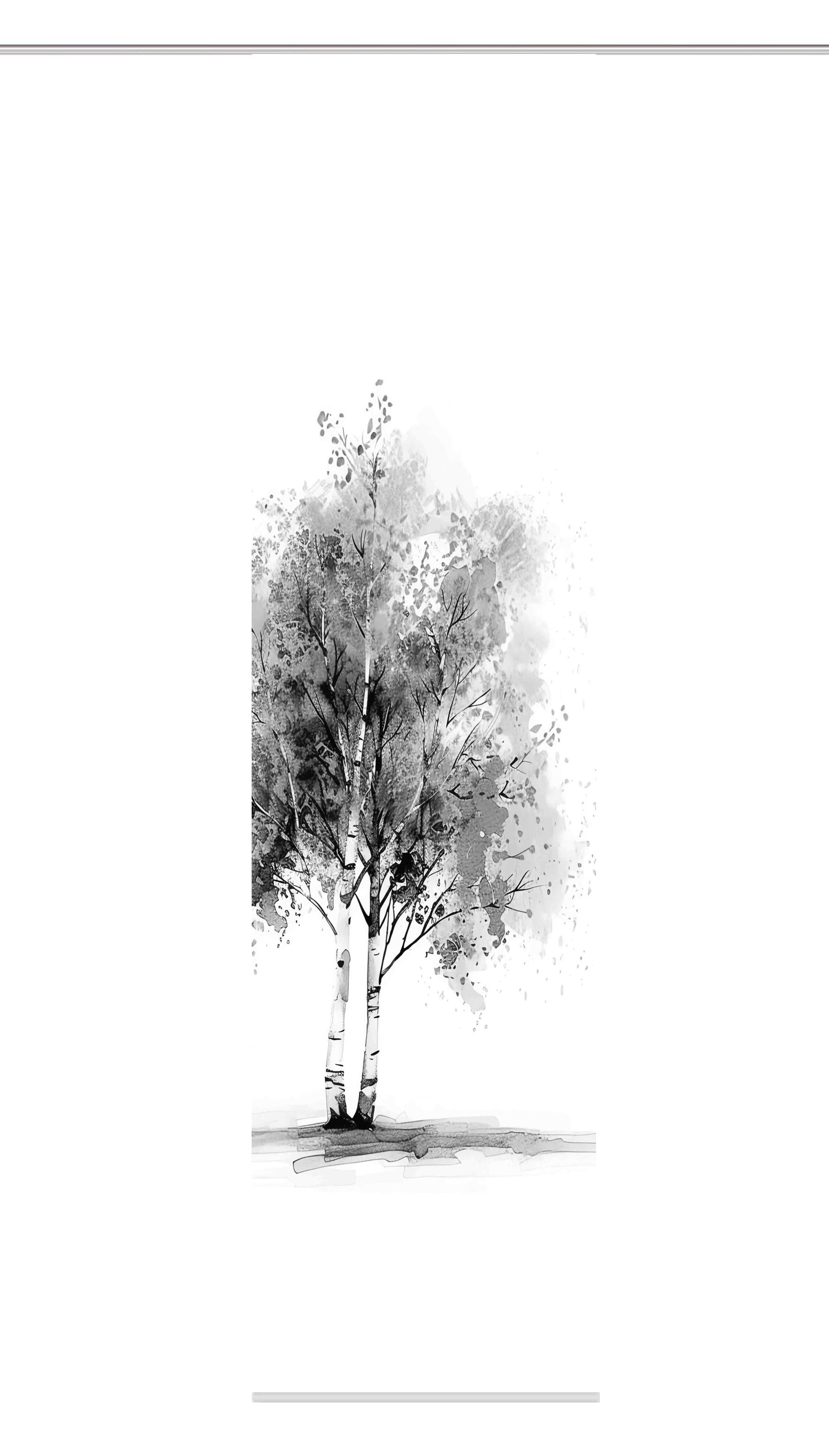 Flächenvorhang Tree - Grau Hochglanz/Weiß, Natur, Textil (60/245cm)