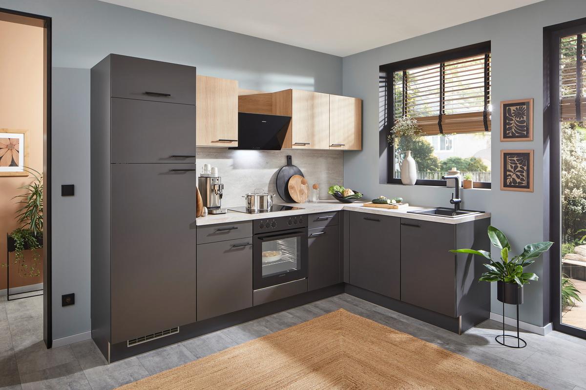 Eckküche Pn80/100 - Eichefarben/Beige, Trend, Holzwerkstoff (275/175cm) - Pino