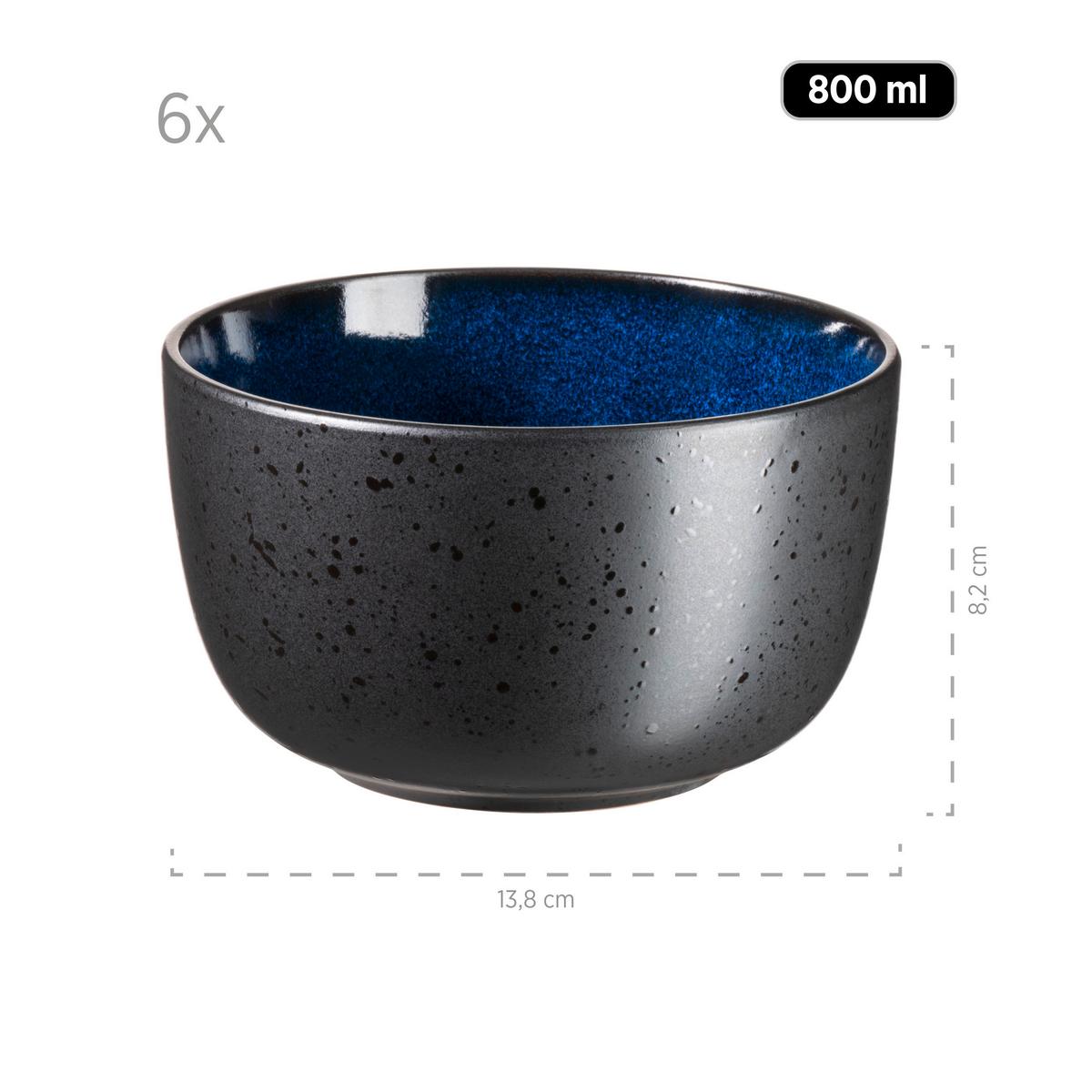 Frühstücksservice Niara Blau Schwarz 4 Personen - Blau/Schwarz, Basics, Keramik - Mäser