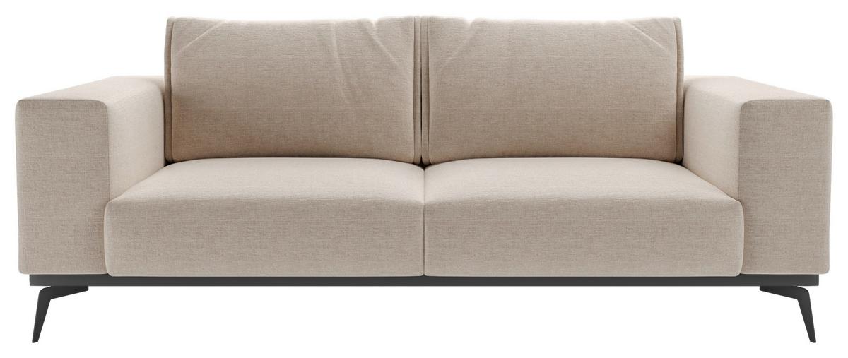Dvoumístná pohovka ISOLDE, béžová - černá/krémová, Design, kov/dřevo (250/87/95cm) - MID.YOU