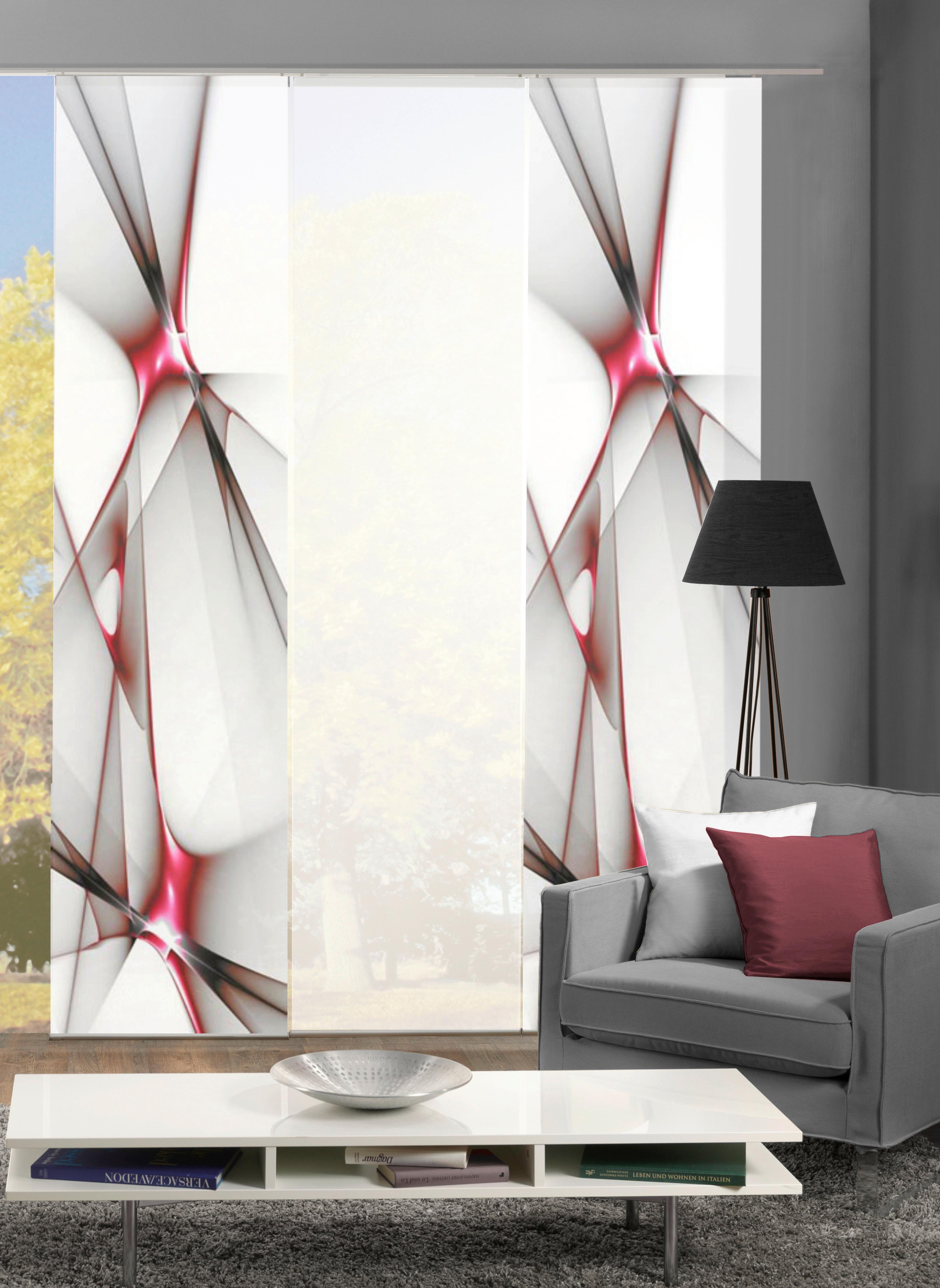 Flächenvorhang 3-tlg. Franklin B: 60 Cm, Rot/schwarz/weiß - Rot, Basics, Textil (60/245cm)