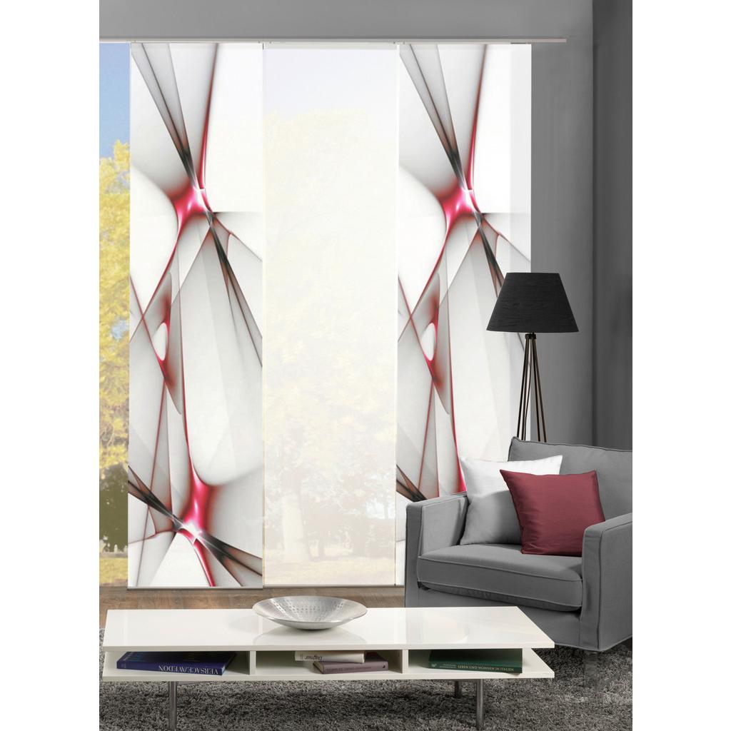 Flächenvorhang 3-tlg. Franklin B: 60 Cm, Rot/schwarz/weiß