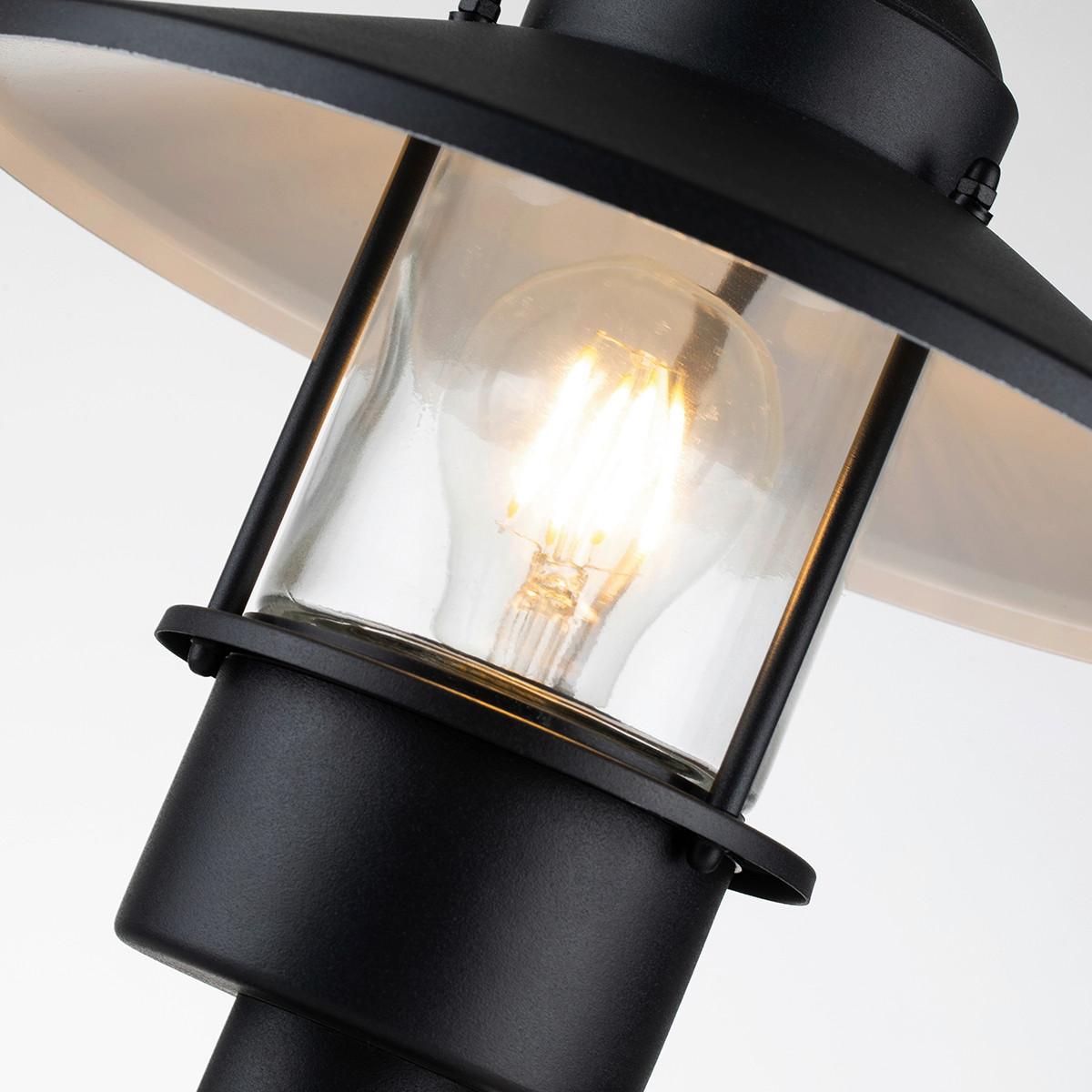 Sockelleuchte Klampenborg-Ped-Bk - Schwarz, KONVENTIONELL, Glas/Metall (27.5/31.8cm) - Elstead Lighting