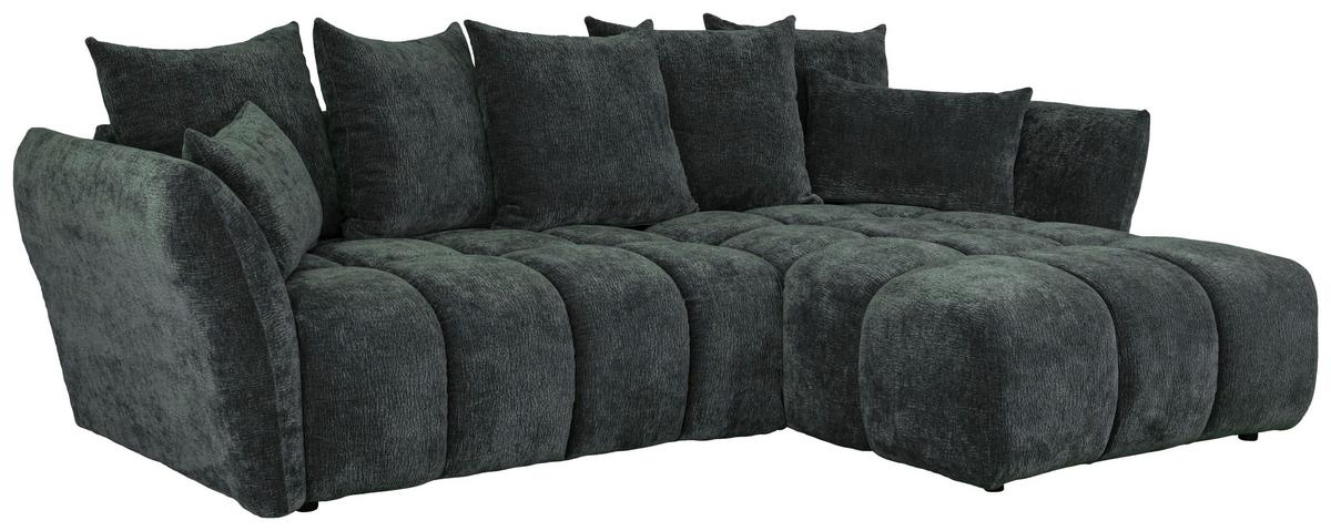 Univerzálna sedačka CAMMELLIO, tm.zelená ženilka, 7 vankúšov - čierna/tmavozelená, Modern, textil (296/189cm) - Mömax