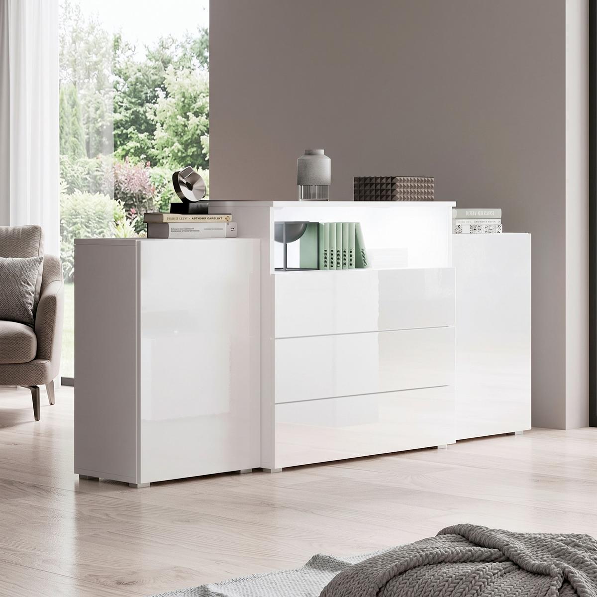 Široká komoda URBANII biela VL - sivá/biela, Lifestyle, kompozitné drevo/plast (150/80,7/39cm) - P & B