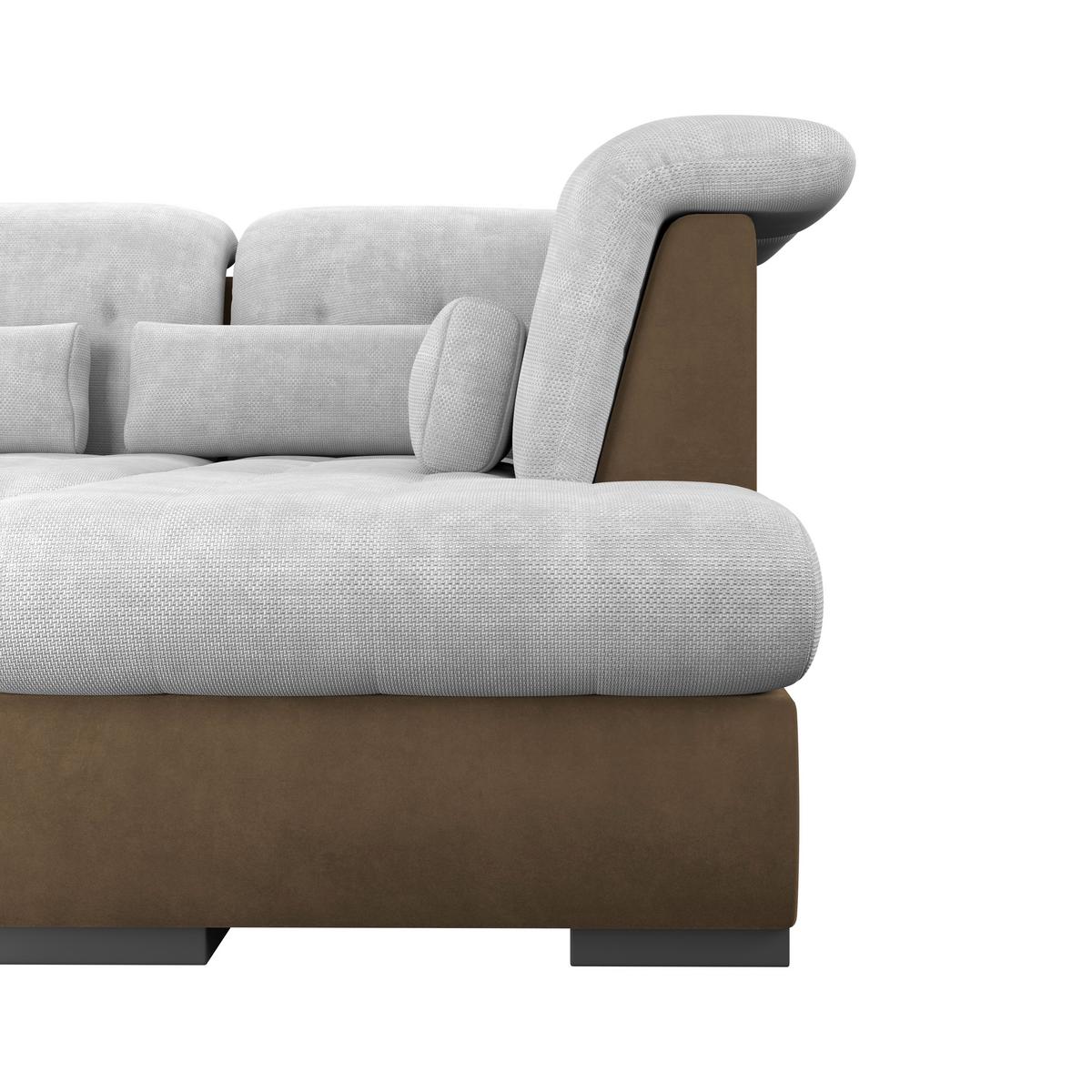 Wohnlandschaft Madera Silberfarben S 358x312 cm - Hellbraun/Silberfarben, KONVENTIONELL, Kunststoff/Textil (190/358/212cm)